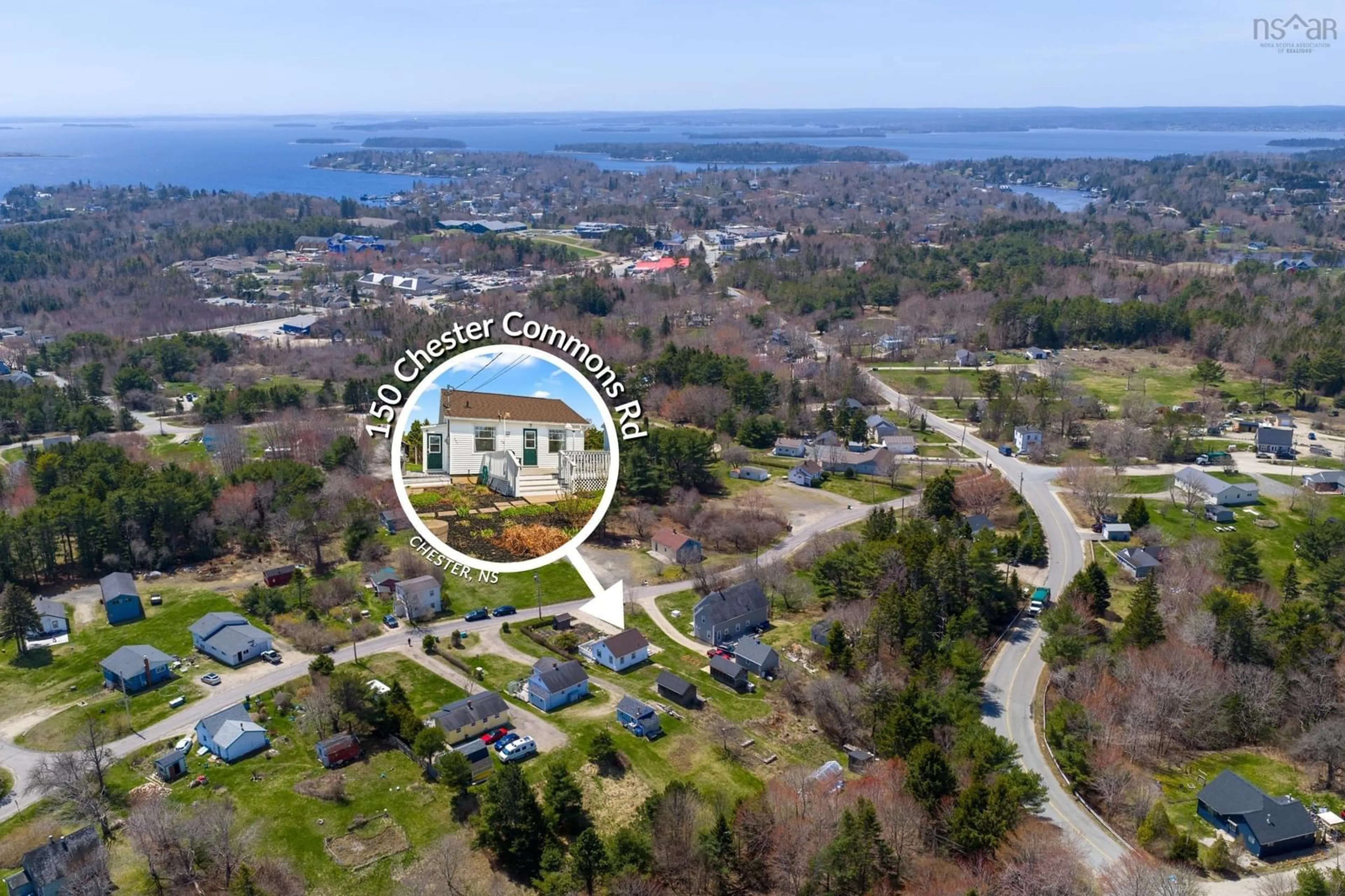A pic from outside/outdoor area/front of a property/back of a property/a pic from drone, water/lake/river/ocean view for 150 Chester Commons Rd, Chester Nova Scotia B0J 1J0