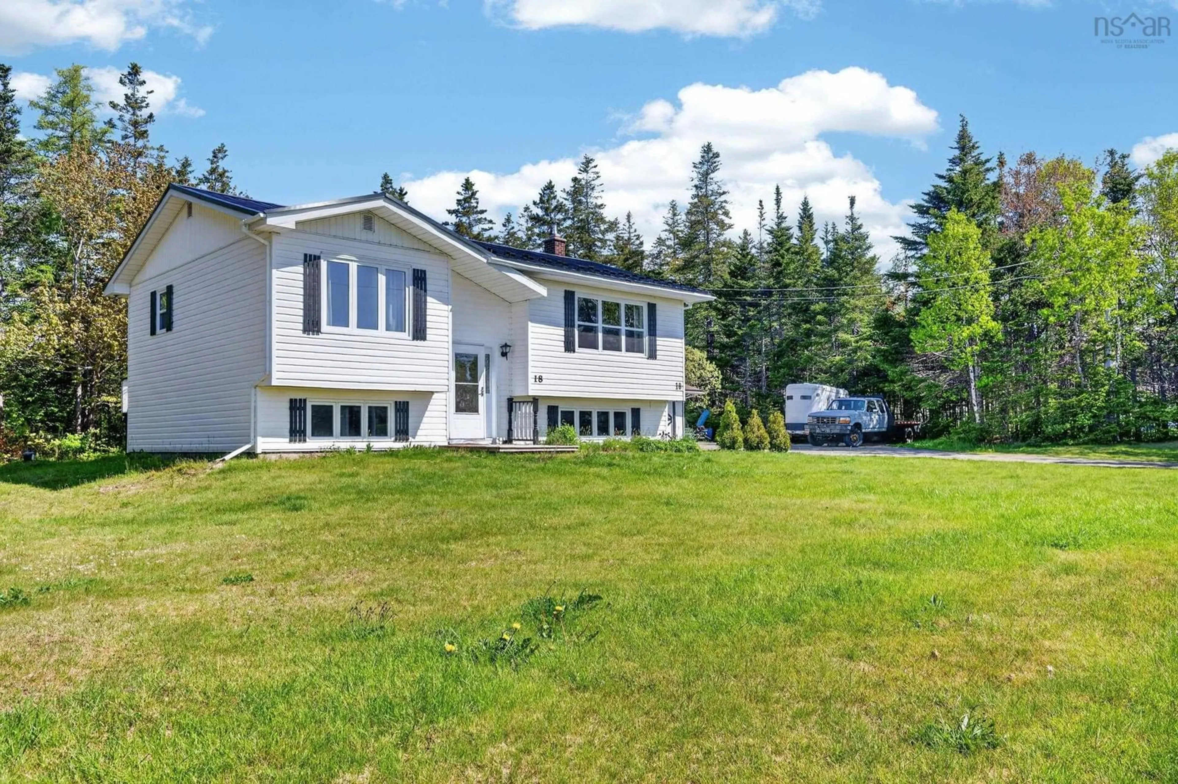 A pic from outside/outdoor area/front of a property/back of a property/a pic from drone, unknown for 18 Gordon Whitney Dr, Prime Brook Nova Scotia B1L 1E6