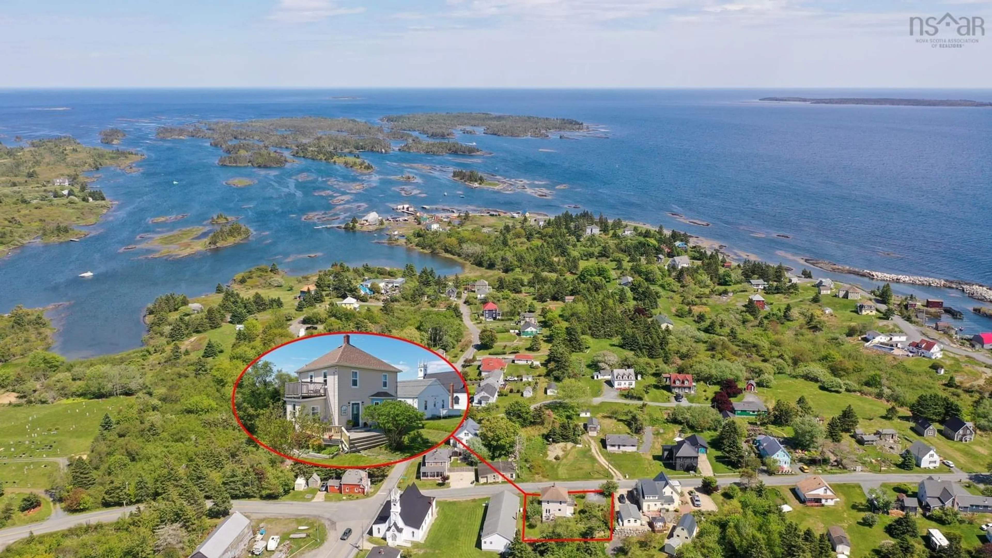 A pic from outside/outdoor area/front of a property/back of a property/a pic from drone, water/lake/river/ocean view for 14 The Lane, Blue Rocks Nova Scotia B0J 2C0