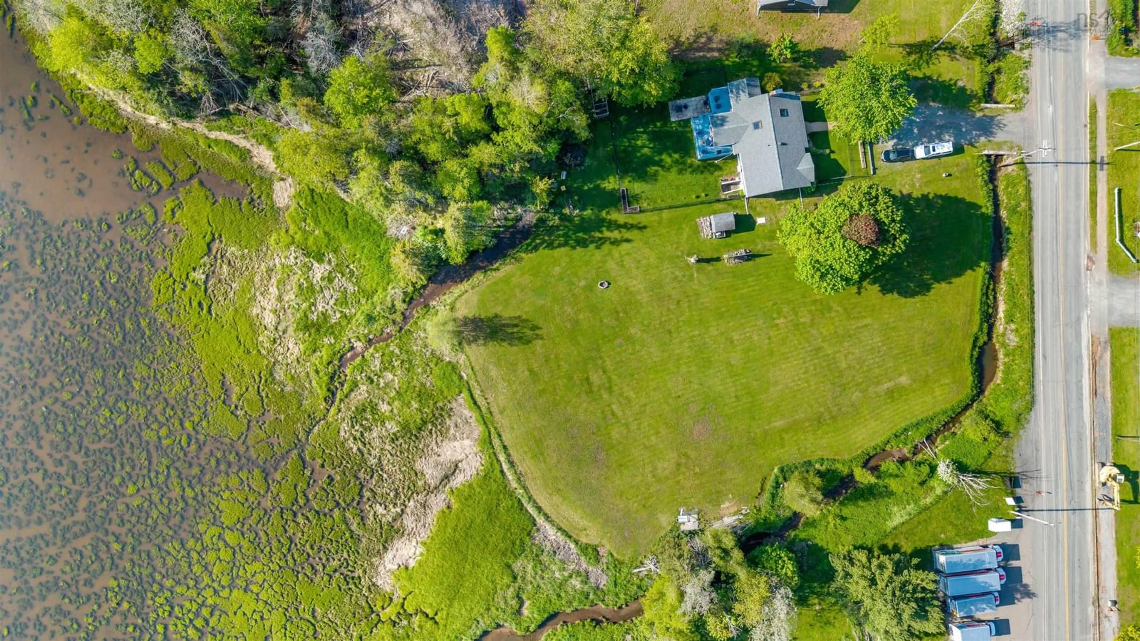 A pic from outside/outdoor area/front of a property/back of a property/a pic from drone, water/lake/river/ocean view for 860 Granton Abercrombie Rd, Abercrombie Nova Scotia B2H 5C6
