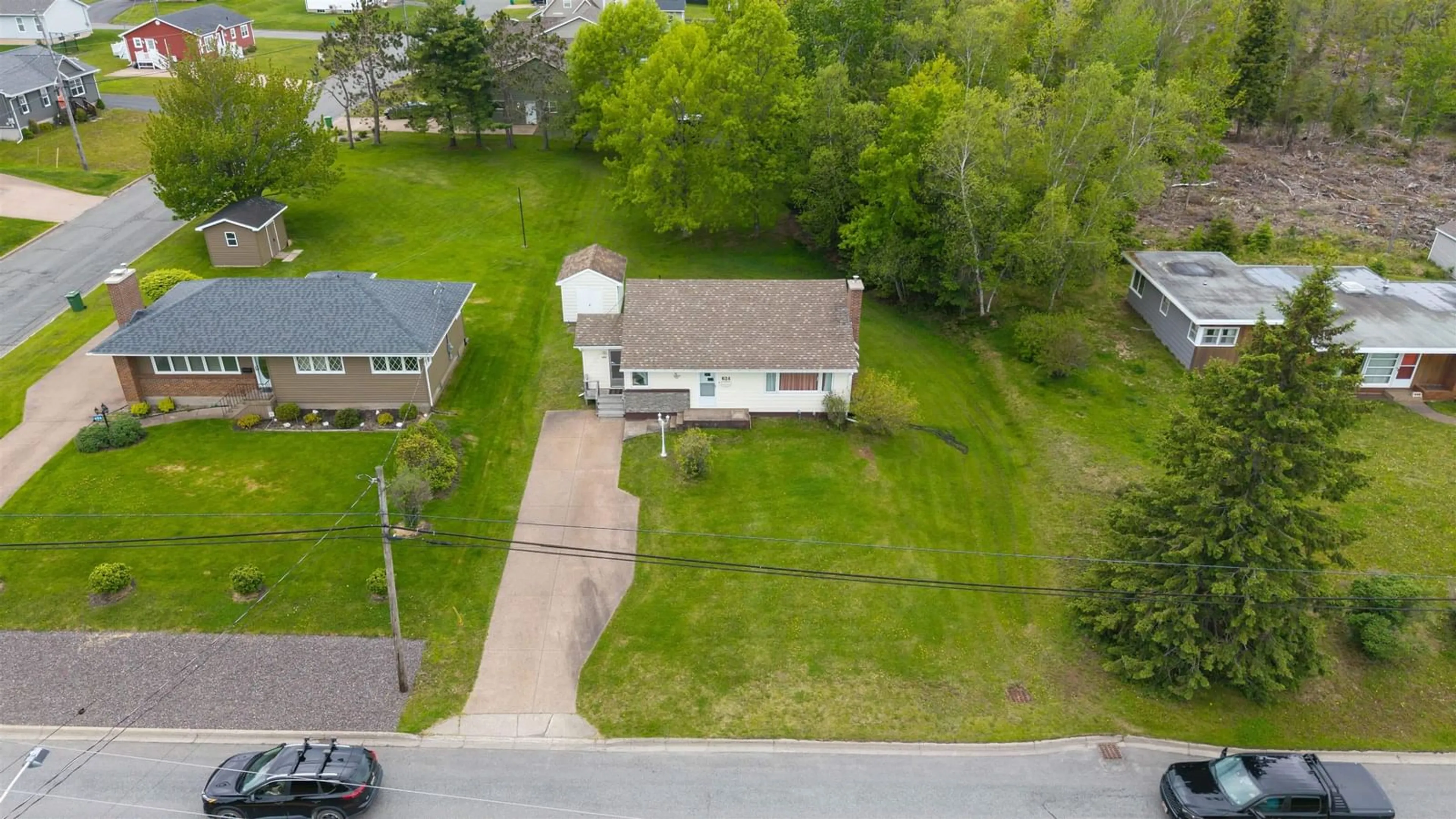 A pic from outside/outdoor area/front of a property/back of a property/a pic from drone, street for 624 Abercrombie Rd, New Glasgow Nova Scotia B2H 1L5