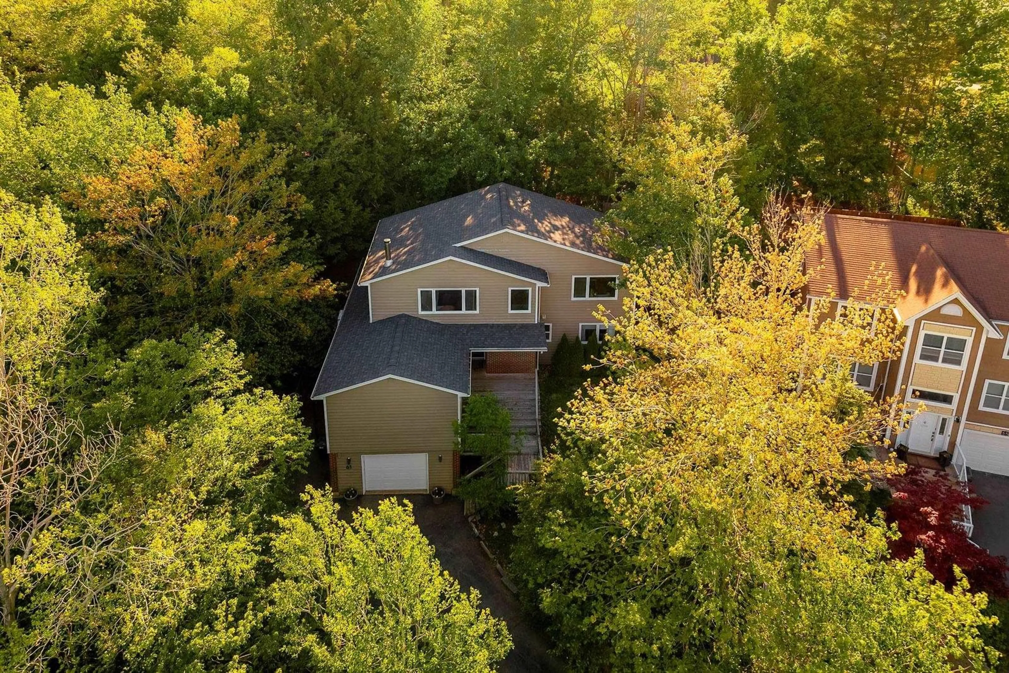 A pic from outside/outdoor area/front of a property/back of a property/a pic from drone, forest/trees view for 61 Donaldson Ave, Halifax Nova Scotia B3M 3B4