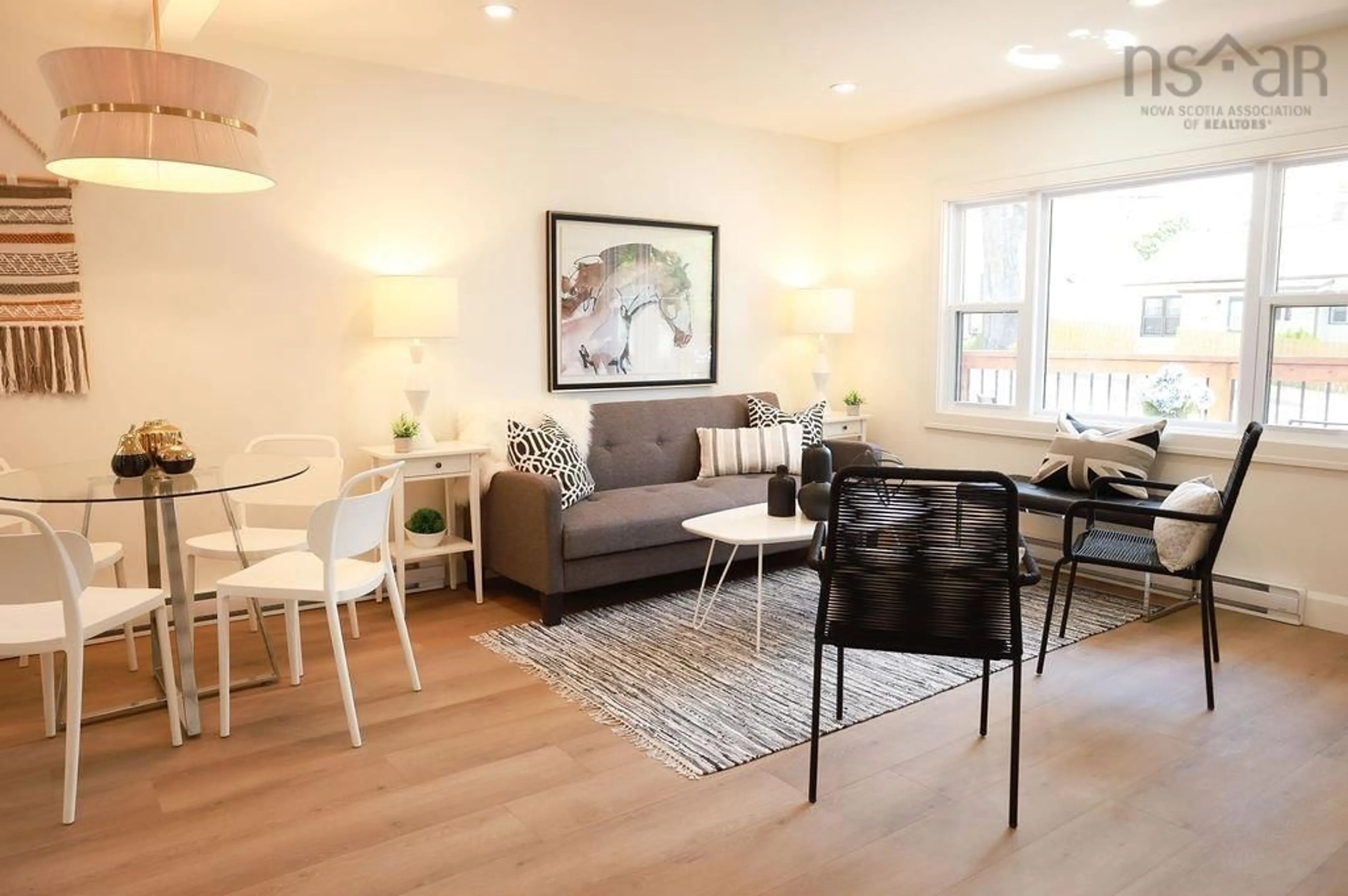Living room with furniture, wood/laminate floor for 45 Russell St, Dartmouth Nova Scotia B3A 3M9