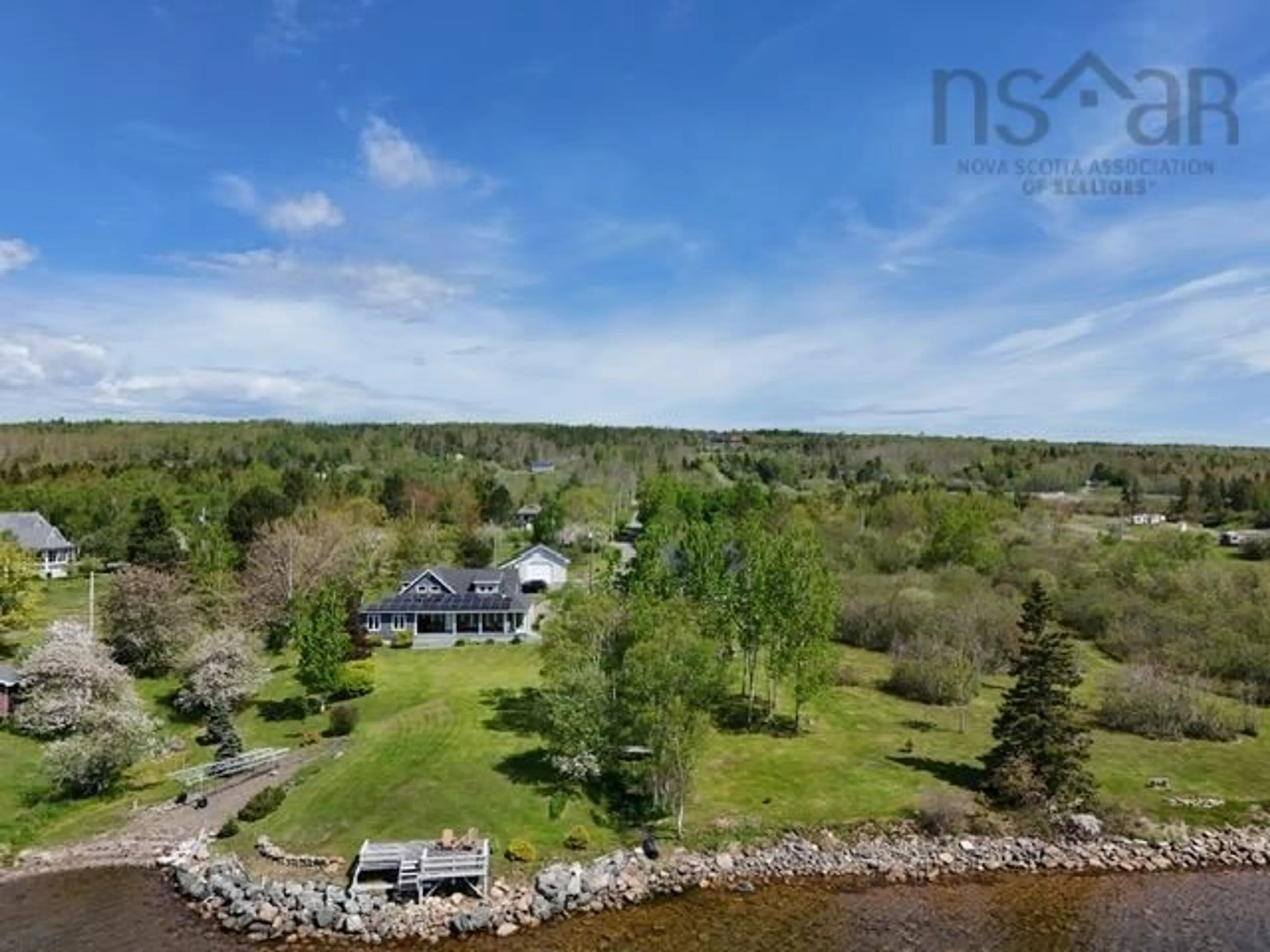 A pic from outside/outdoor area/front of a property/back of a property/a pic from drone, water/lake/river/ocean view for 68 D Hutchison Rd, Baddeck Inlet Nova Scotia B0E 1B0