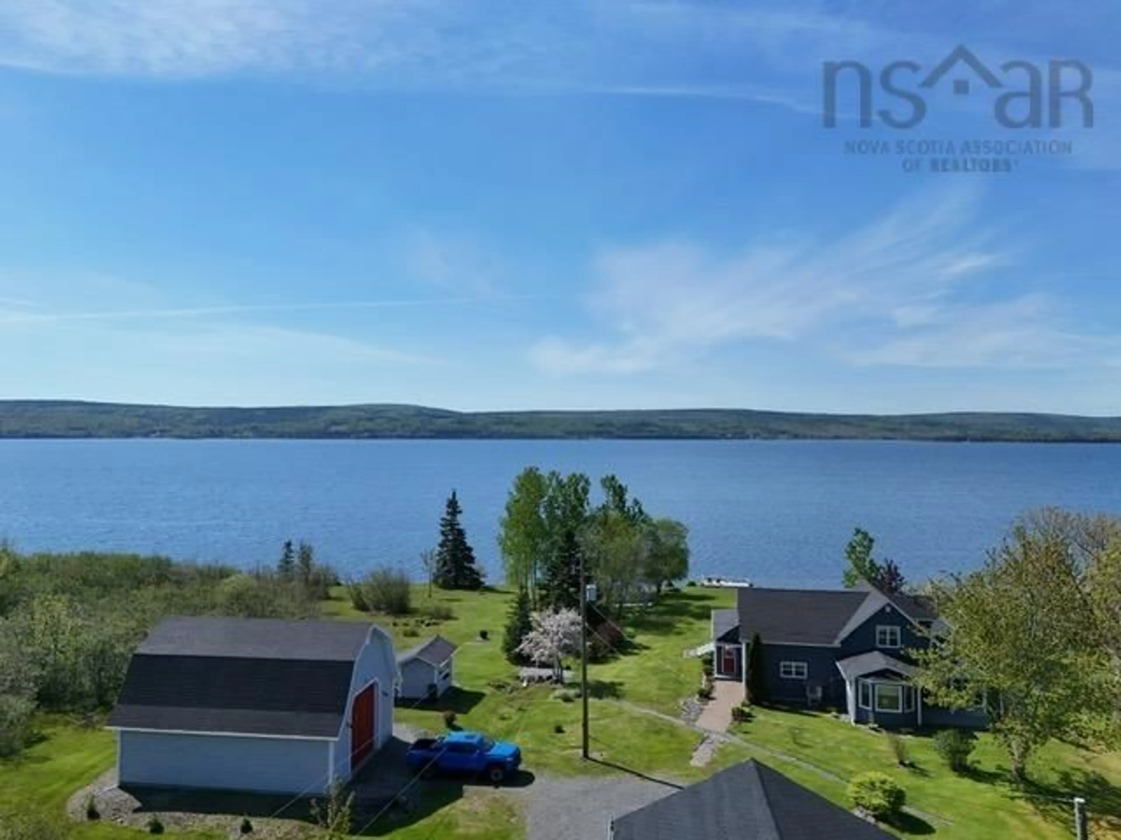 A pic from outside/outdoor area/front of a property/back of a property/a pic from drone, water/lake/river/ocean view for 68 D Hutchison Rd, Baddeck Inlet Nova Scotia B0E 1B0