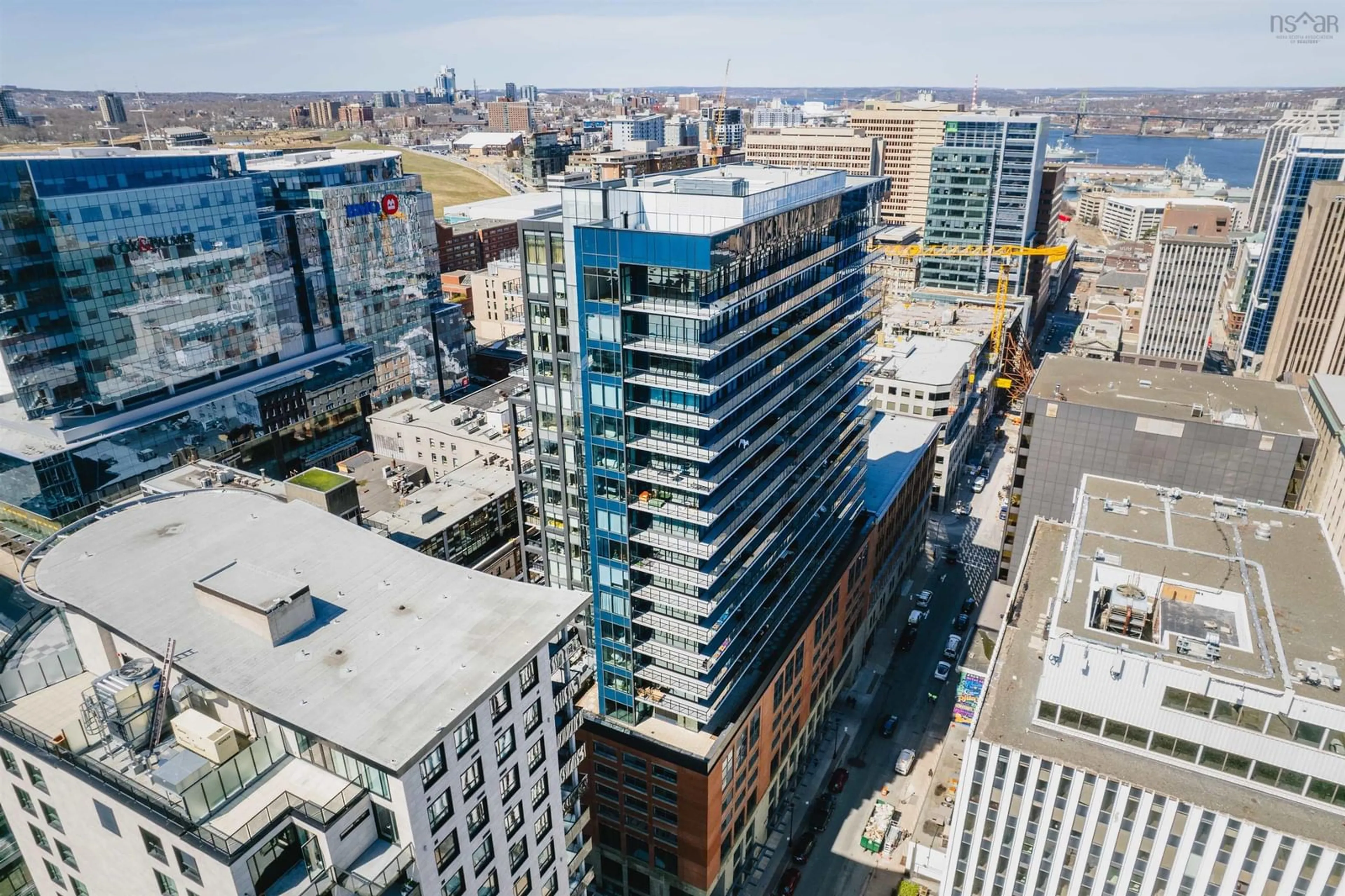 A pic from outside/outdoor area/front of a property/back of a property/a pic from drone, city buildings view from balcony for 1001 1650 Granville St, Halifax Nova Scotia B3J 0E1