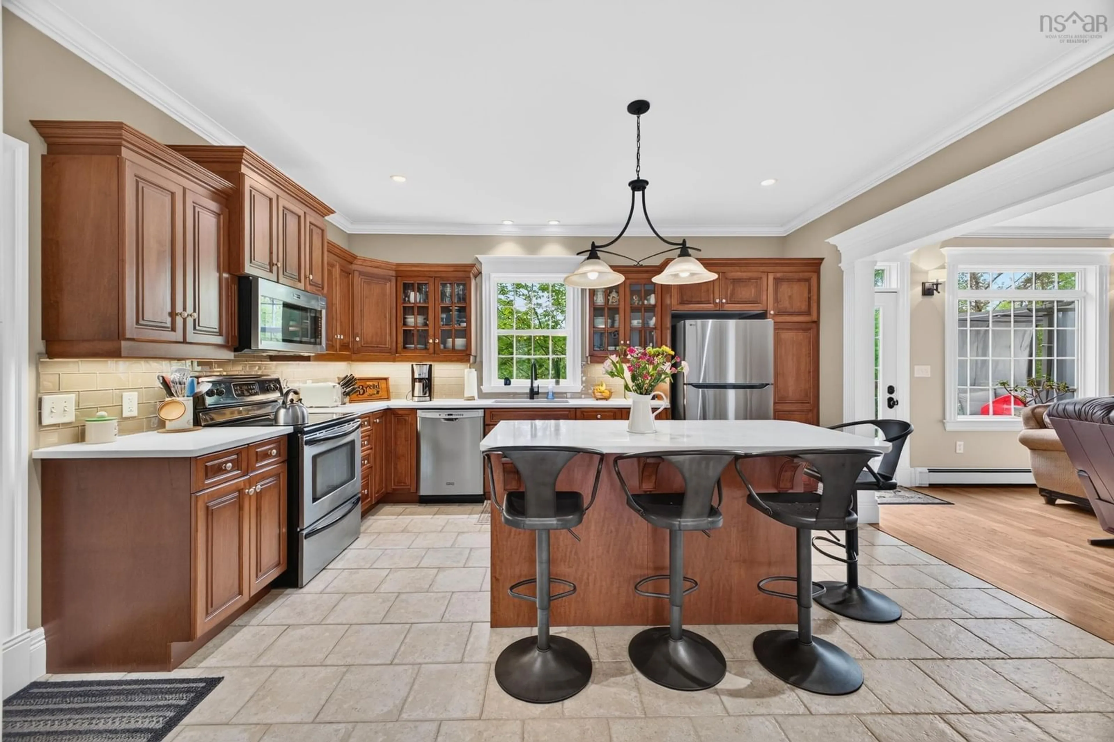 Open concept kitchen, ceramic/tile floor for 195 Lexington Dr, Valley Nova Scotia B6L 3T8