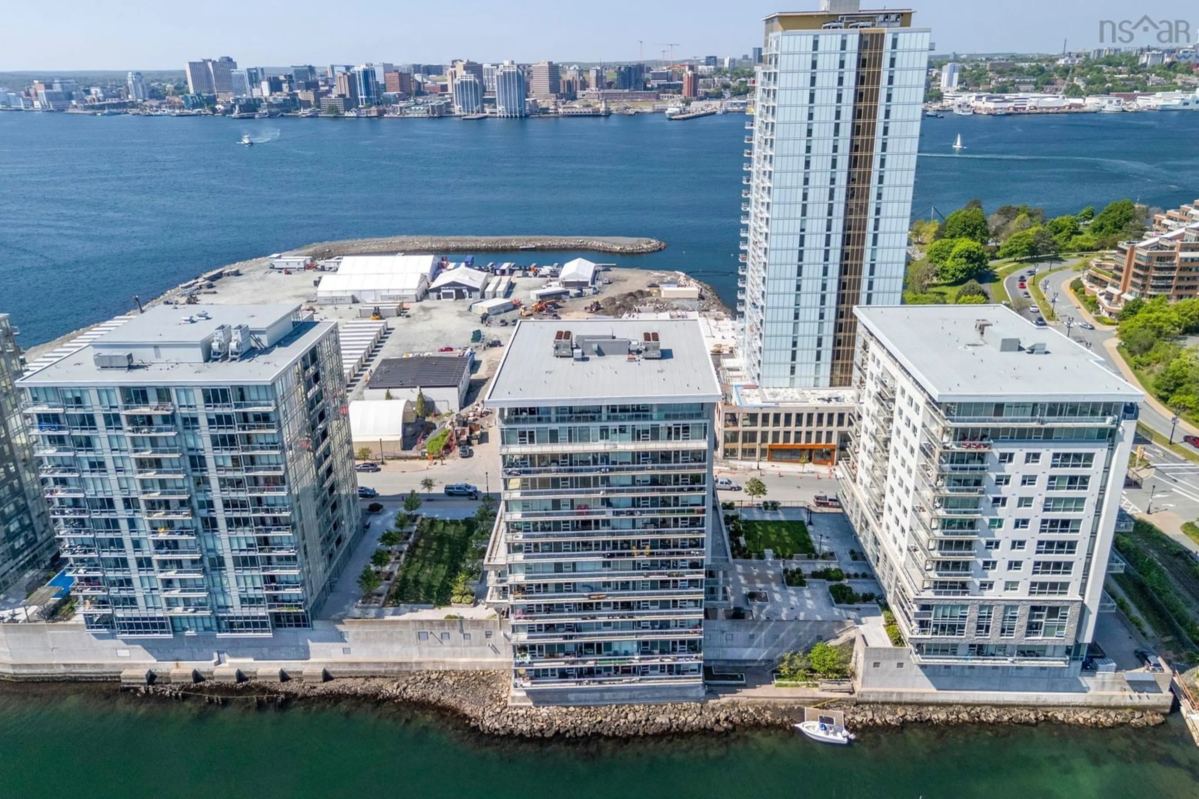 A pic from outside/outdoor area/front of a property/back of a property/a pic from drone, city buildings view from balcony for 31 Kings Wharf Pl #503, Dartmouth Nova Scotia B2Y 0C1