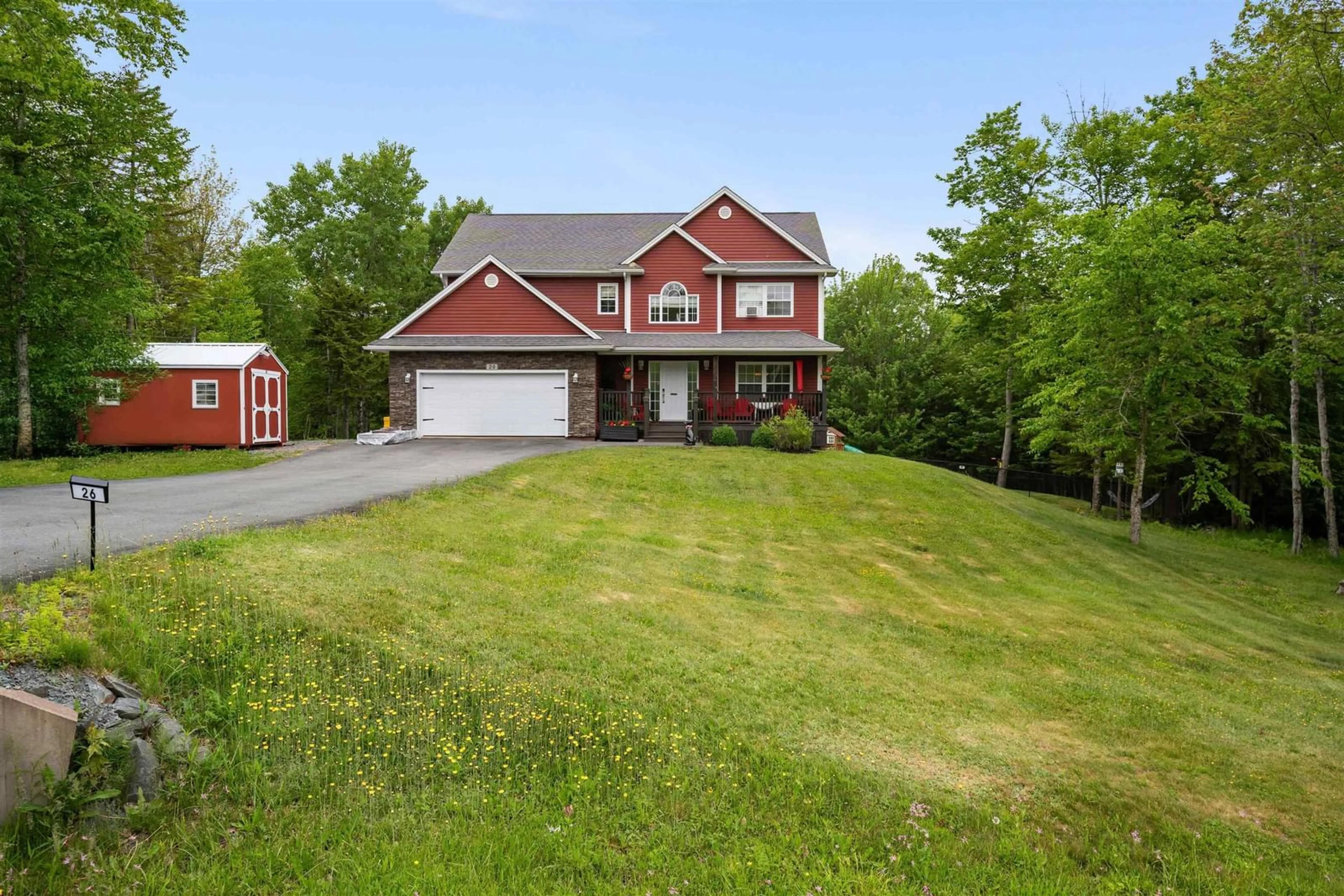 A pic from outside/outdoor area/front of a property/back of a property/a pic from drone, unknown for 26 Sedona Crt, Oakfield Nova Scotia B2T 0J7