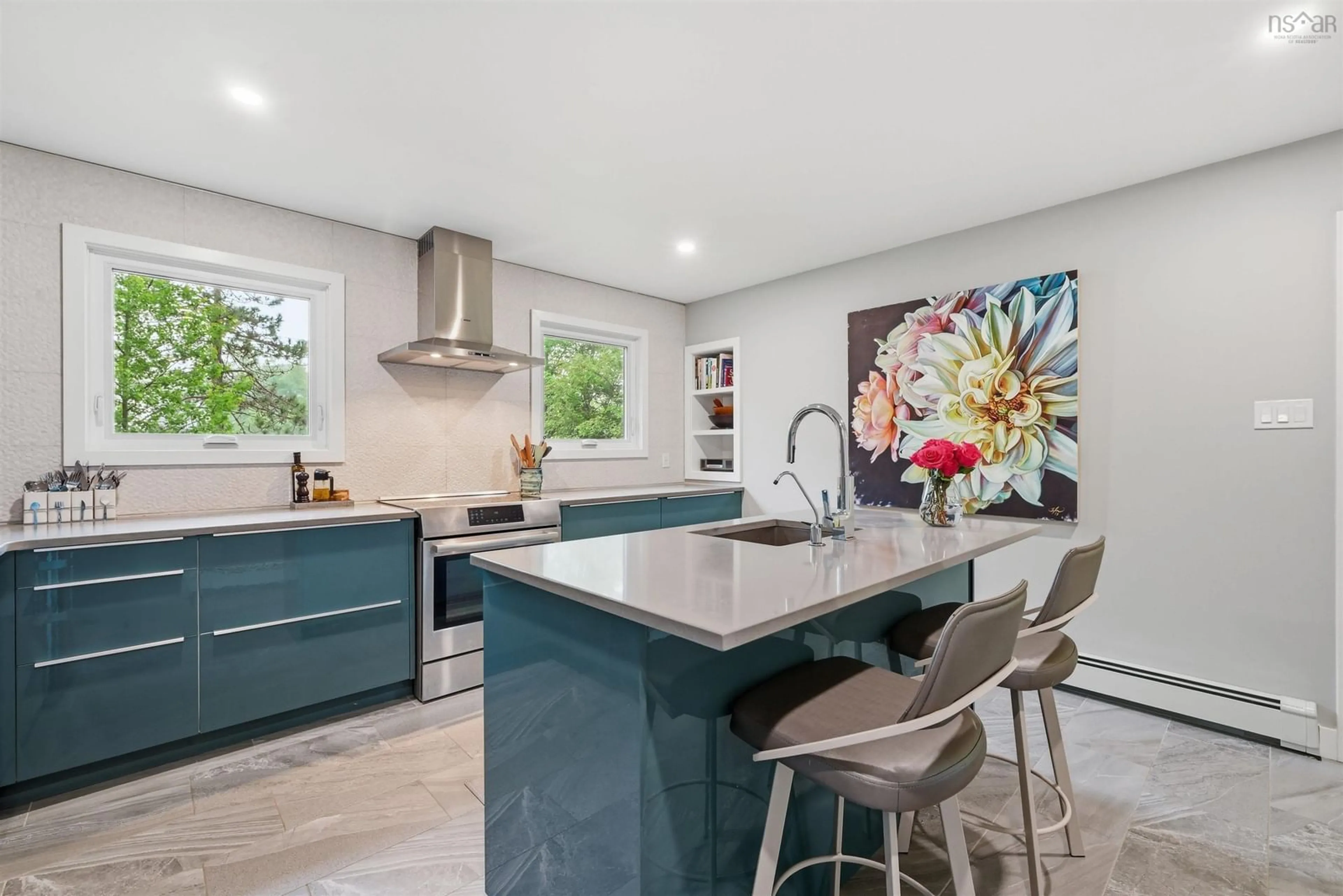 Contemporary kitchen, ceramic/tile floor for 1985 Purcells Cove Rd, Halifax Nova Scotia B3P 1C2