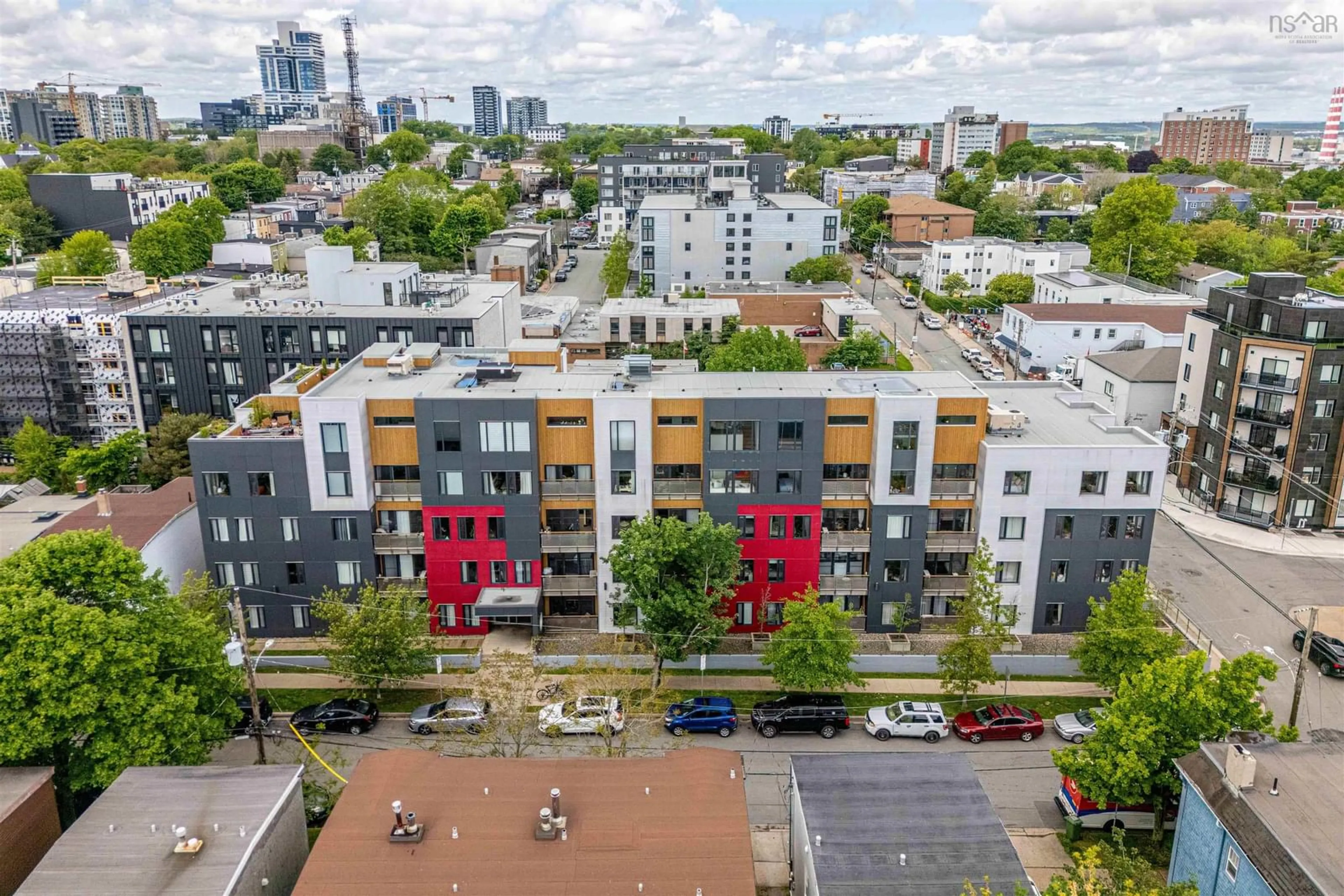 A pic from outside/outdoor area/front of a property/back of a property/a pic from drone, city buildings view from balcony for 5677 Harris St #405, Halifax Nova Scotia B3K 0G4