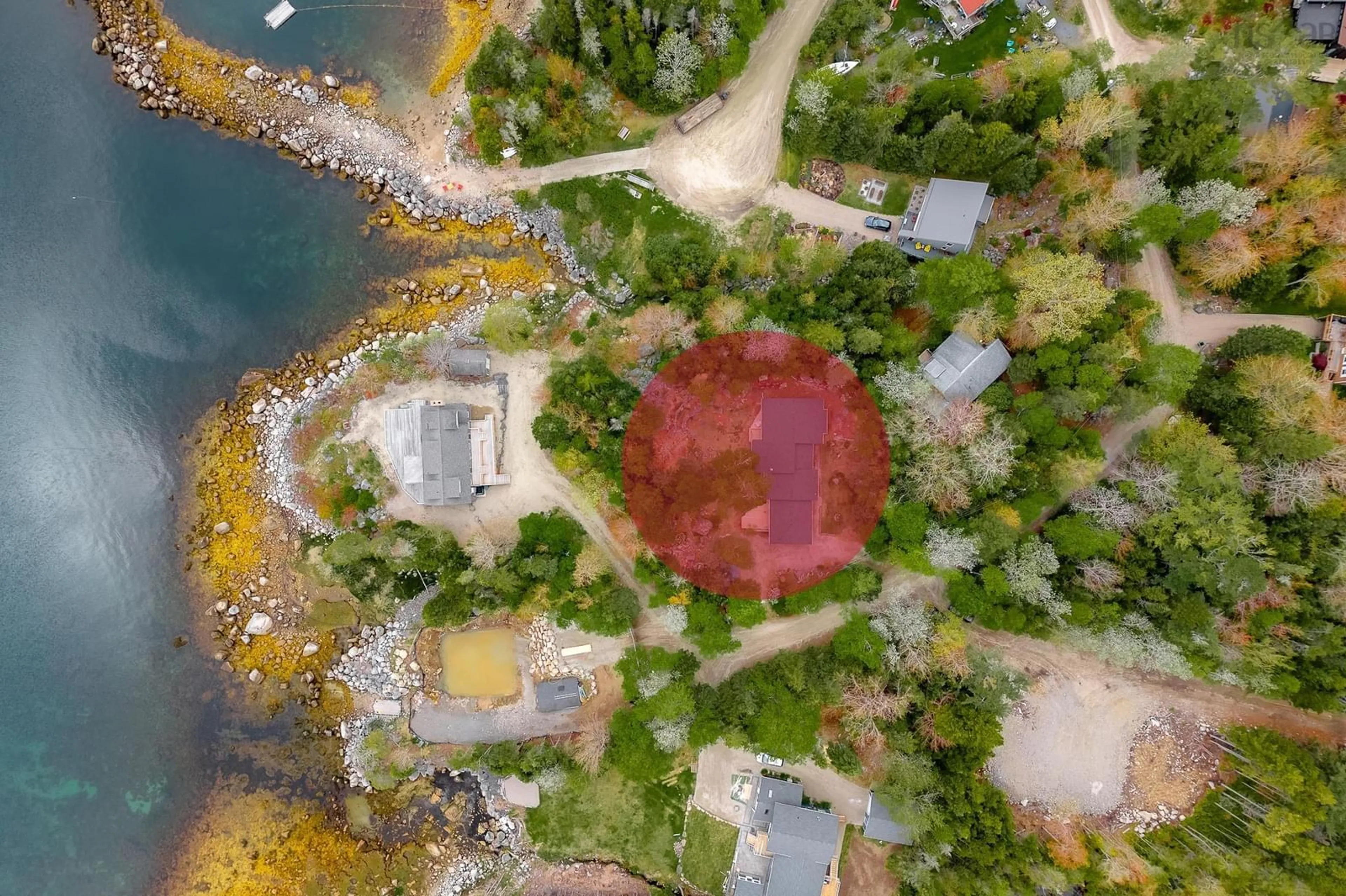 A pic from outside/outdoor area/front of a property/back of a property/a pic from drone, water/lake/river/ocean view for 36 Otter Point Exten, Chester Nova Scotia B0J 1J0