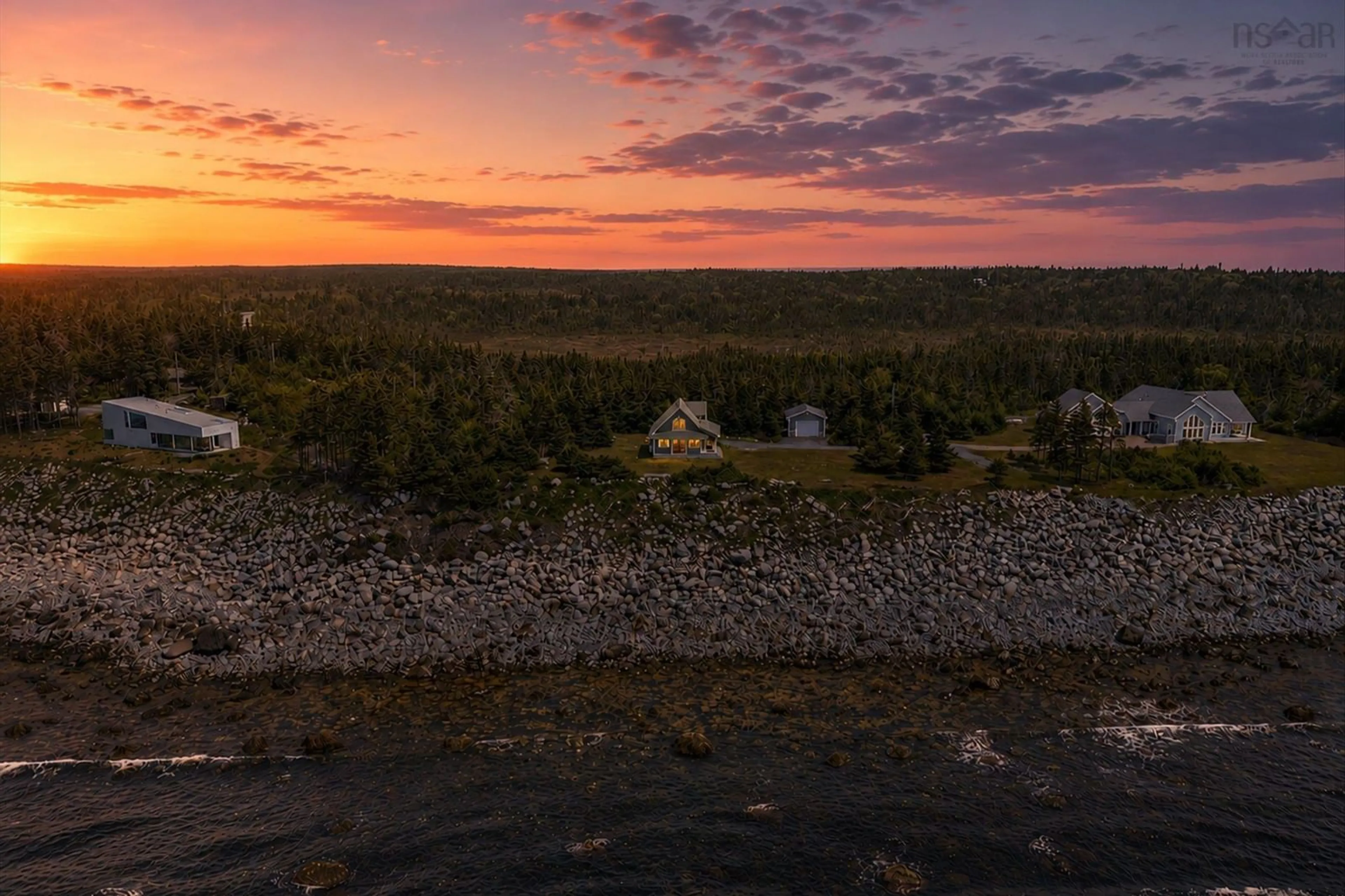 A pic from outside/outdoor area/front of a property/back of a property/a pic from drone, mountain view for 80 Pierce Point Rd, Western Head Nova Scotia B0T 1K0