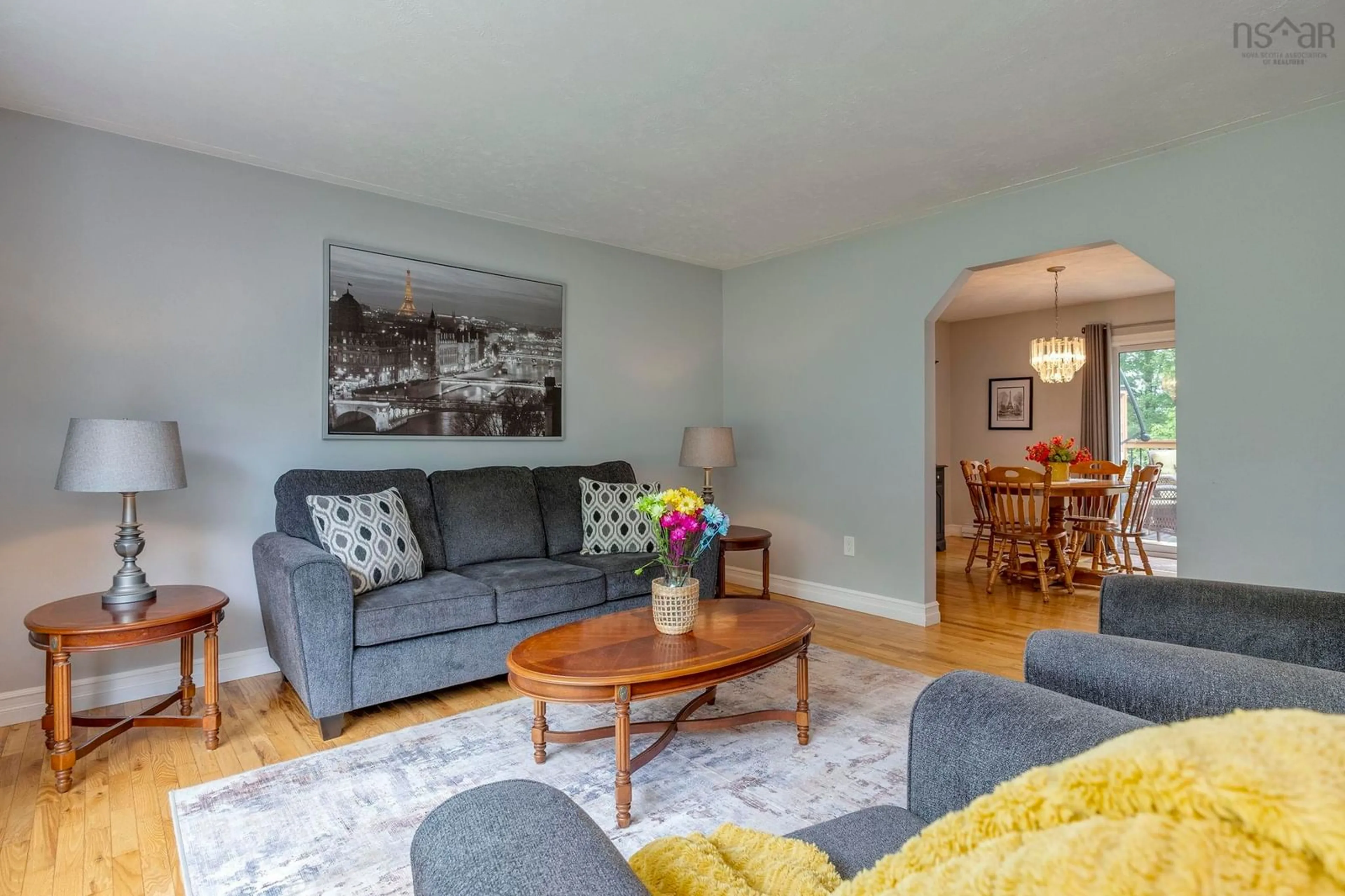 Living room with furniture, wood/laminate floor for 2848 Ward St, Coldbrook Nova Scotia B4R 1A4