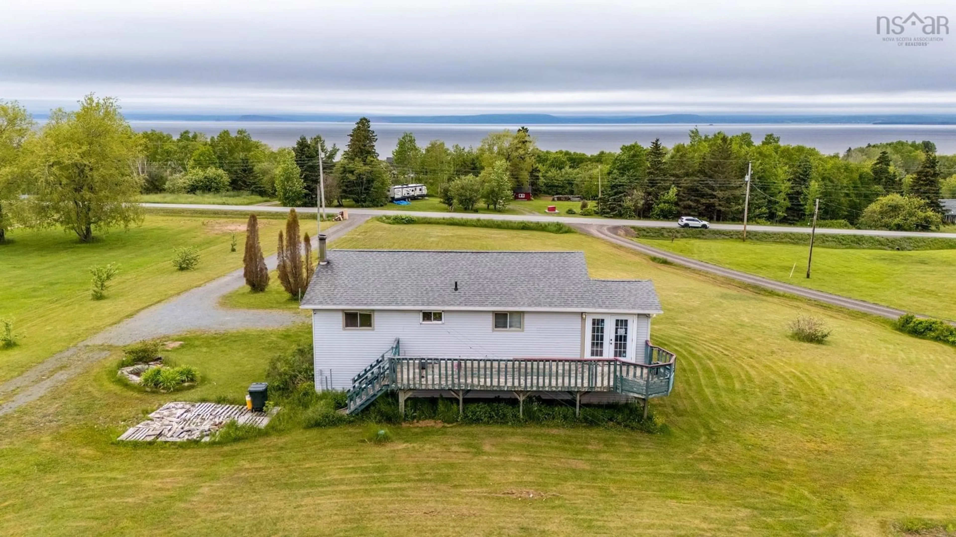 A pic from outside/outdoor area/front of a property/back of a property/a pic from drone, water/lake/river/ocean view for 1478 Highway 215, Tennecape Nova Scotia B0N 2R0