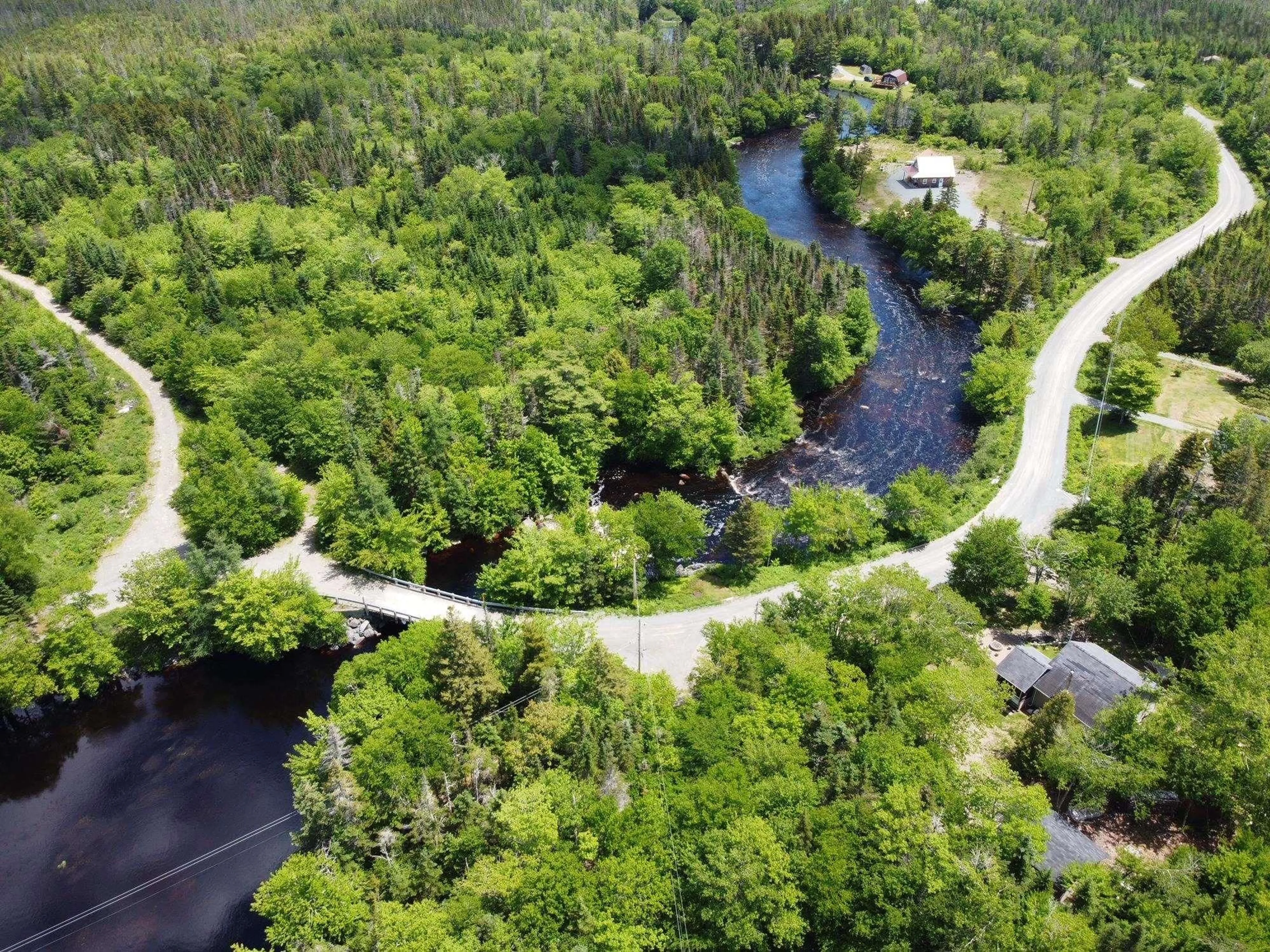 A pic from outside/outdoor area/front of a property/back of a property/a pic from drone, forest/trees view for 25 Ton Timber Hills Rd, Moser River Nova Scotia B0J 2R0