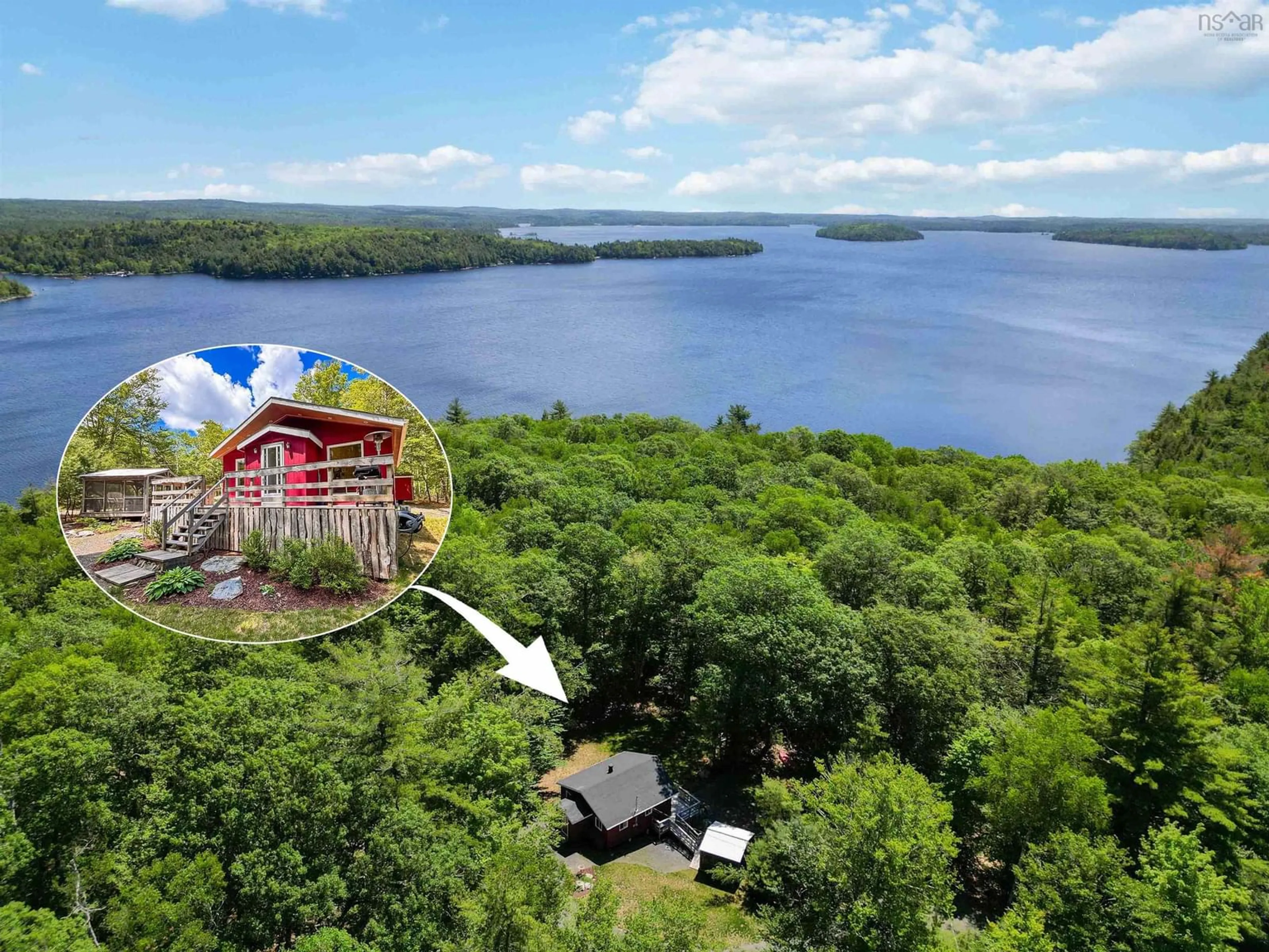 A pic from outside/outdoor area/front of a property/back of a property/a pic from drone, water/lake/river/ocean view for 59 Beach Cove Ptway, Molega North Nova Scotia B0T 1X0