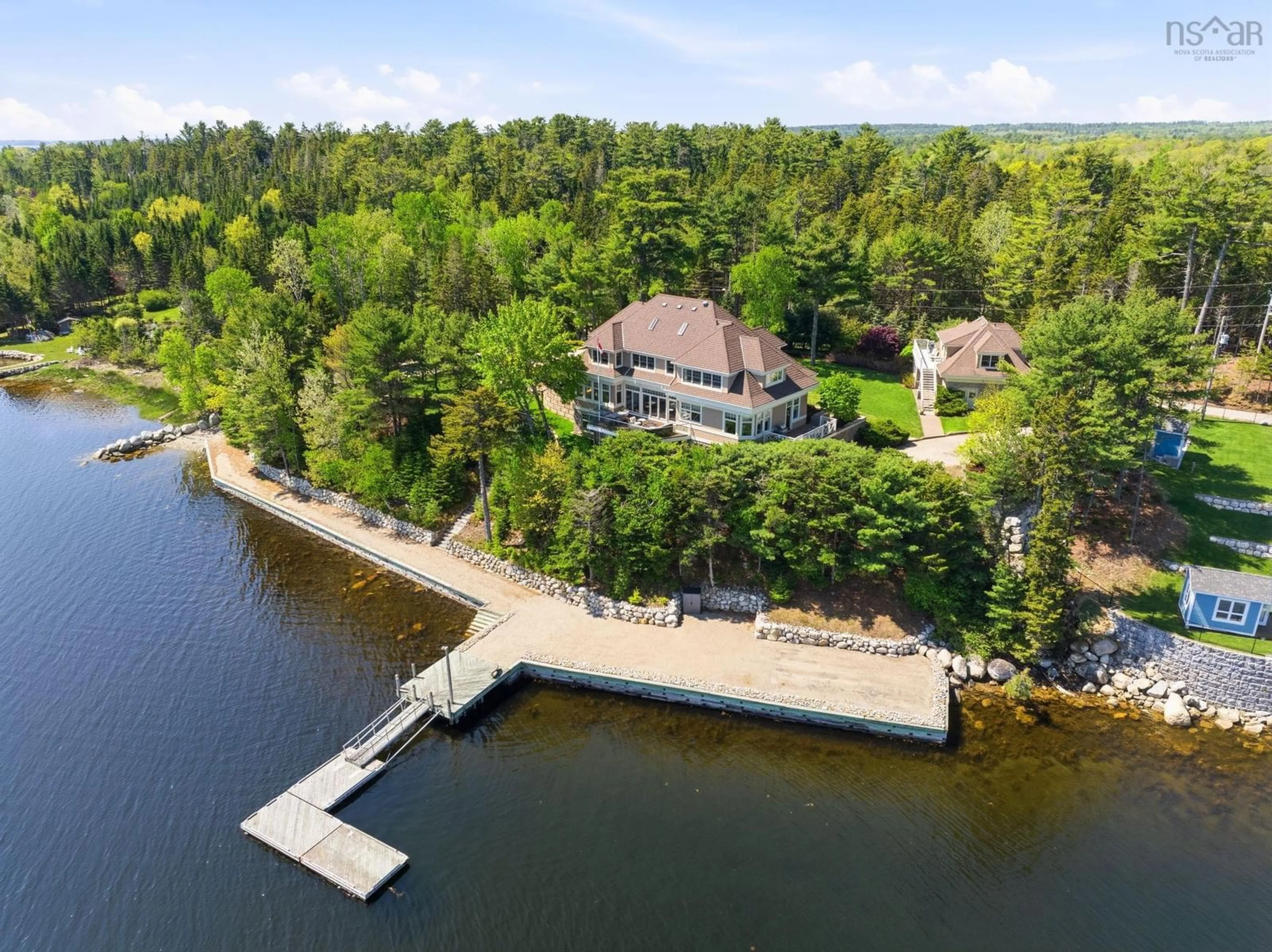 A pic from outside/outdoor area/front of a property/back of a property/a pic from drone, water/lake/river/ocean view for 6 Mary Lane, Chester Basin Nova Scotia B0J 1K0