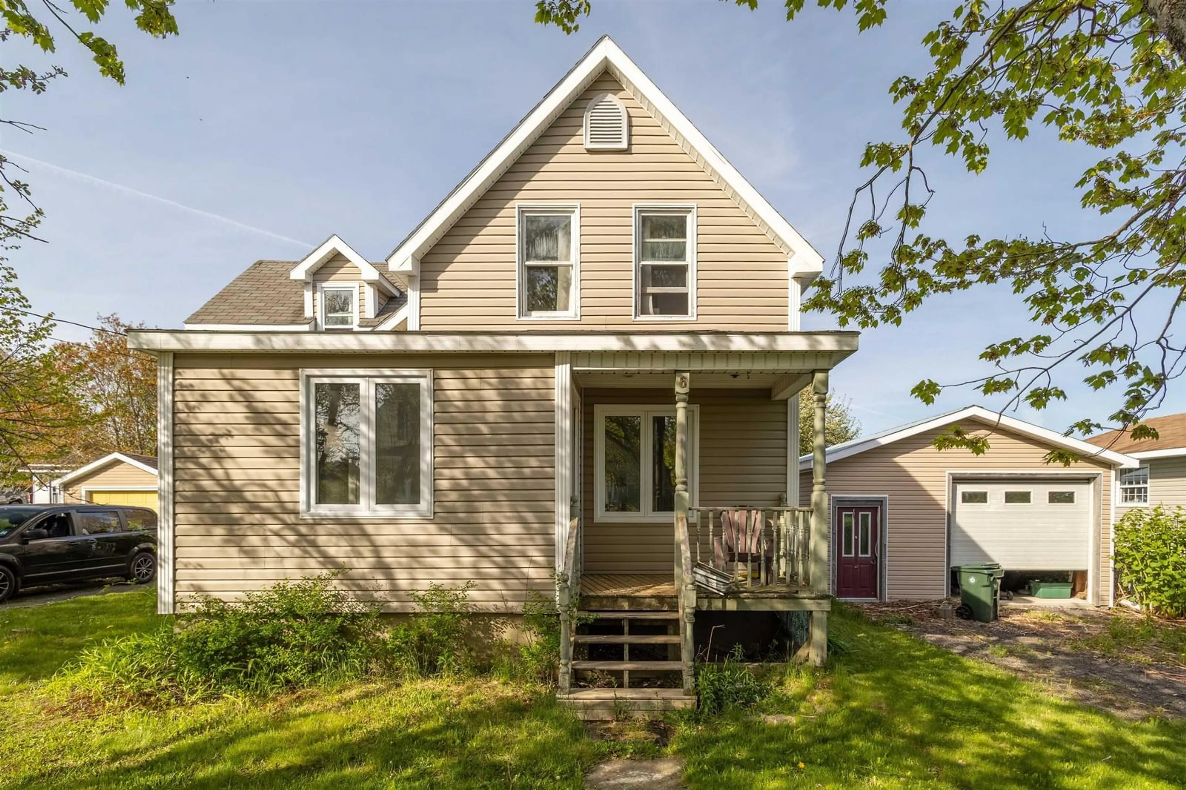 Home with vinyl exterior material, street for 6 Grove St, Glace Bay Nova Scotia B1A 3C7