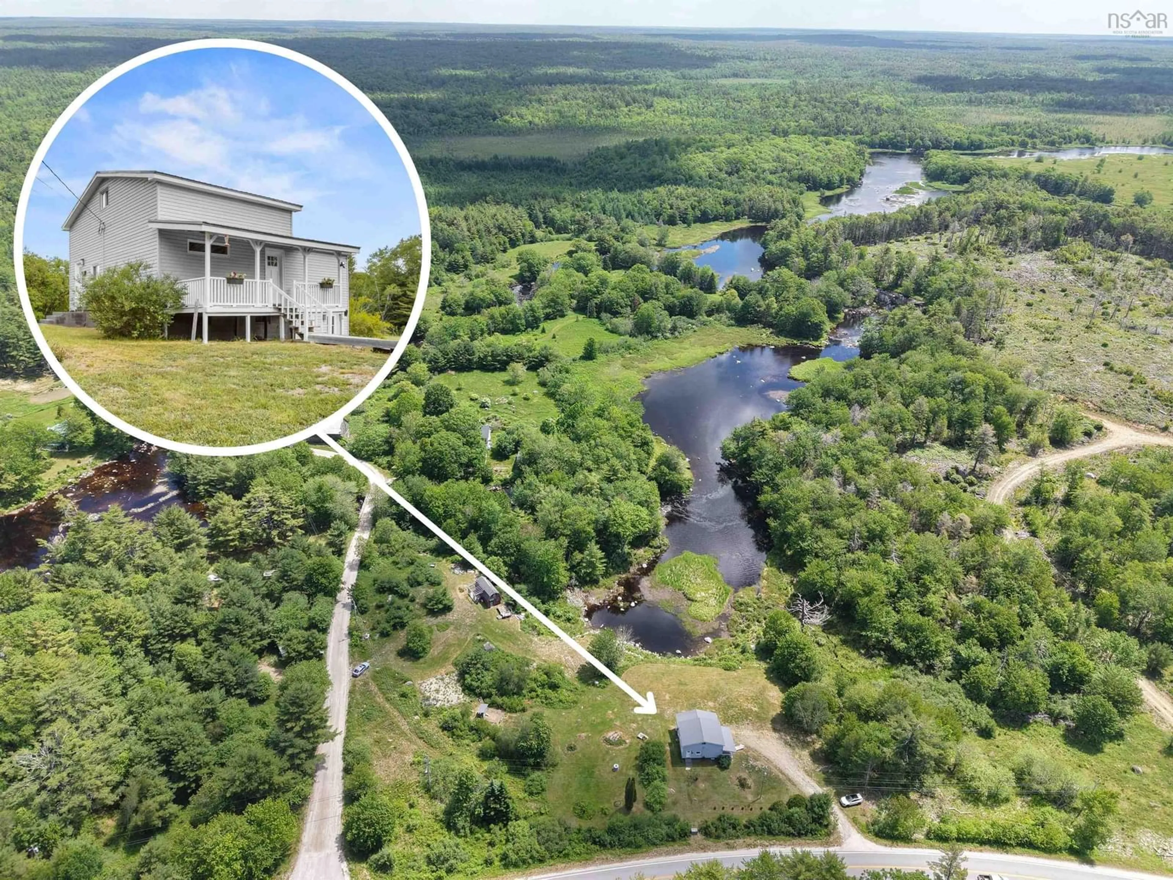 A pic from outside/outdoor area/front of a property/back of a property/a pic from drone, water/lake/river/ocean view for 4184 203 Hwy, Middle Ohio Nova Scotia B0T 1W0