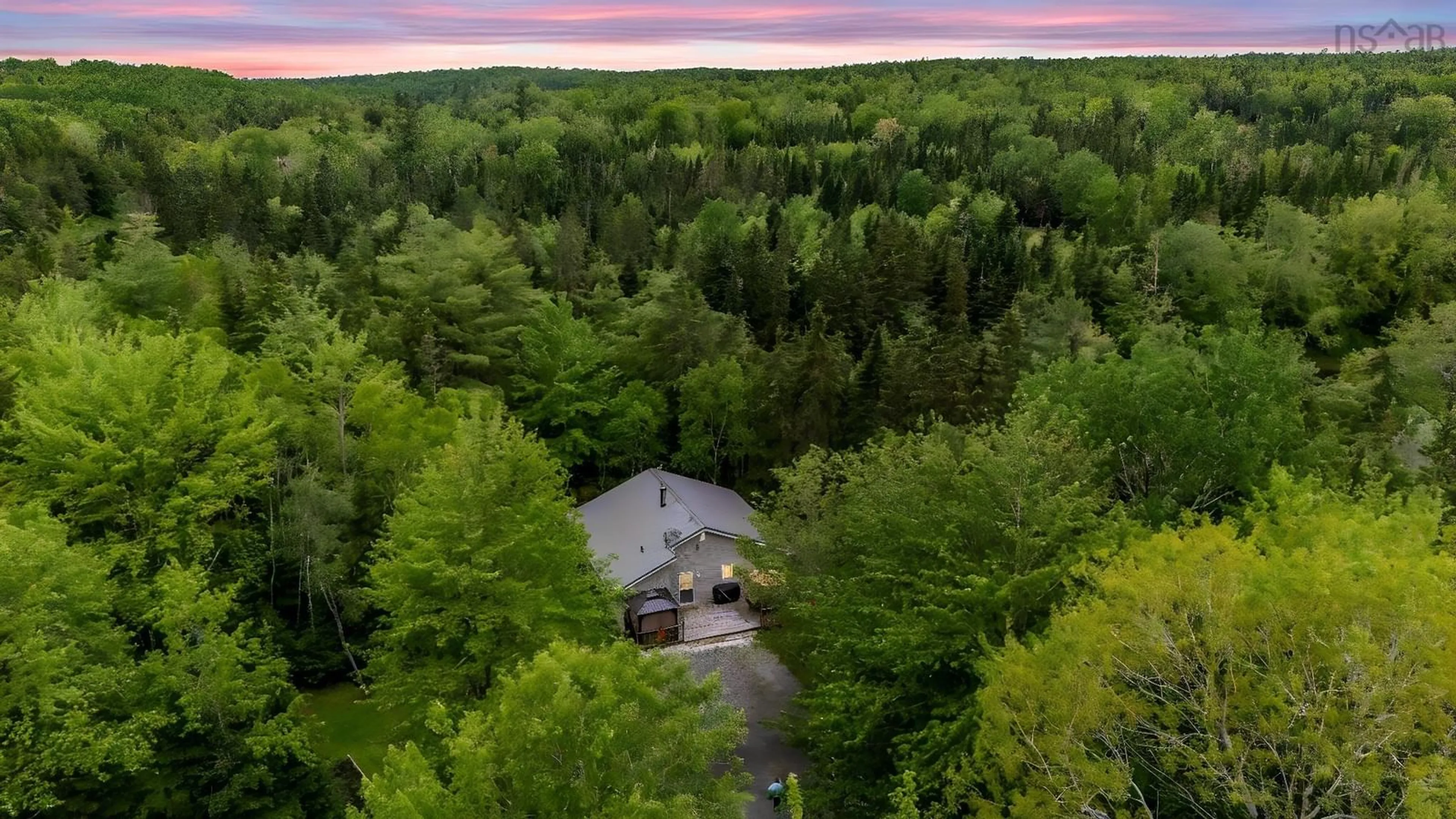 A pic from outside/outdoor area/front of a property/back of a property/a pic from drone, forest/trees view for 303 Hemlock Loop, Cloverdale Nova Scotia B0N 2J0