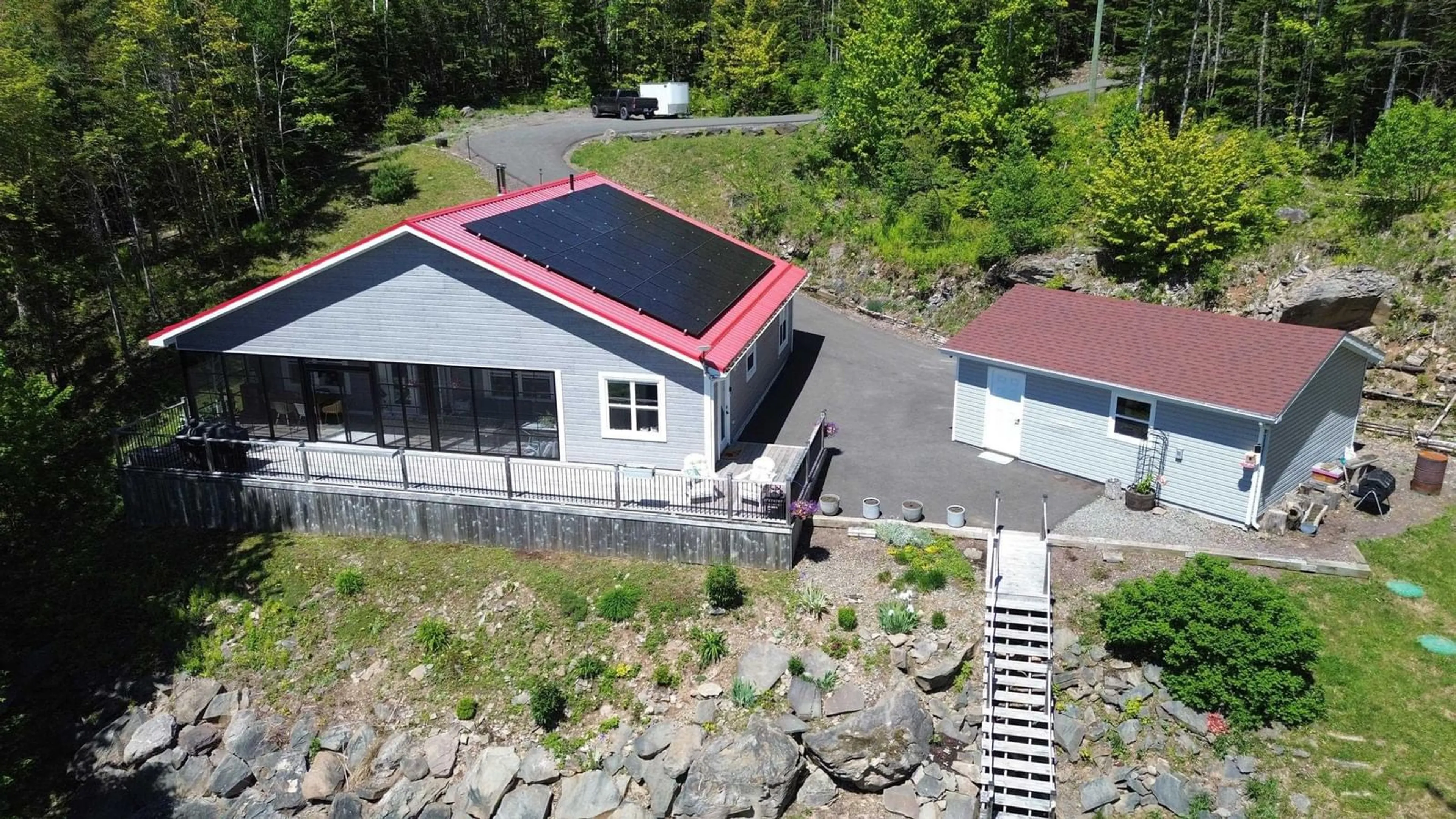 A pic from outside/outdoor area/front of a property/back of a property/a pic from drone, building for 33 Dorothy Robinson Dr, Cleveland Nova Scotia B0E 1J0
