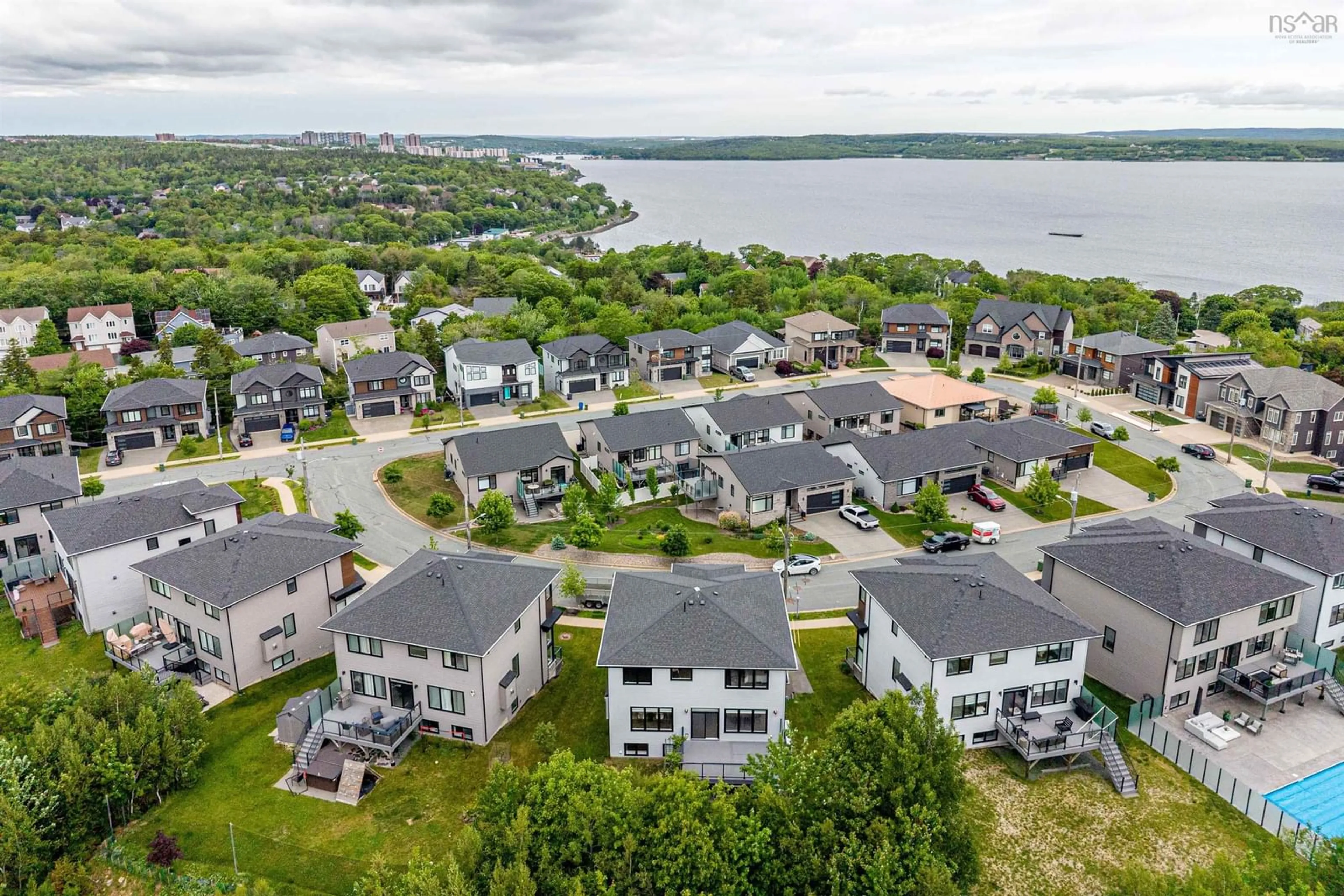 A pic from outside/outdoor area/front of a property/back of a property/a pic from drone, water/lake/river/ocean view for 114 Theresa Mcneil Grove, Halifax Nova Scotia B3M 0K2