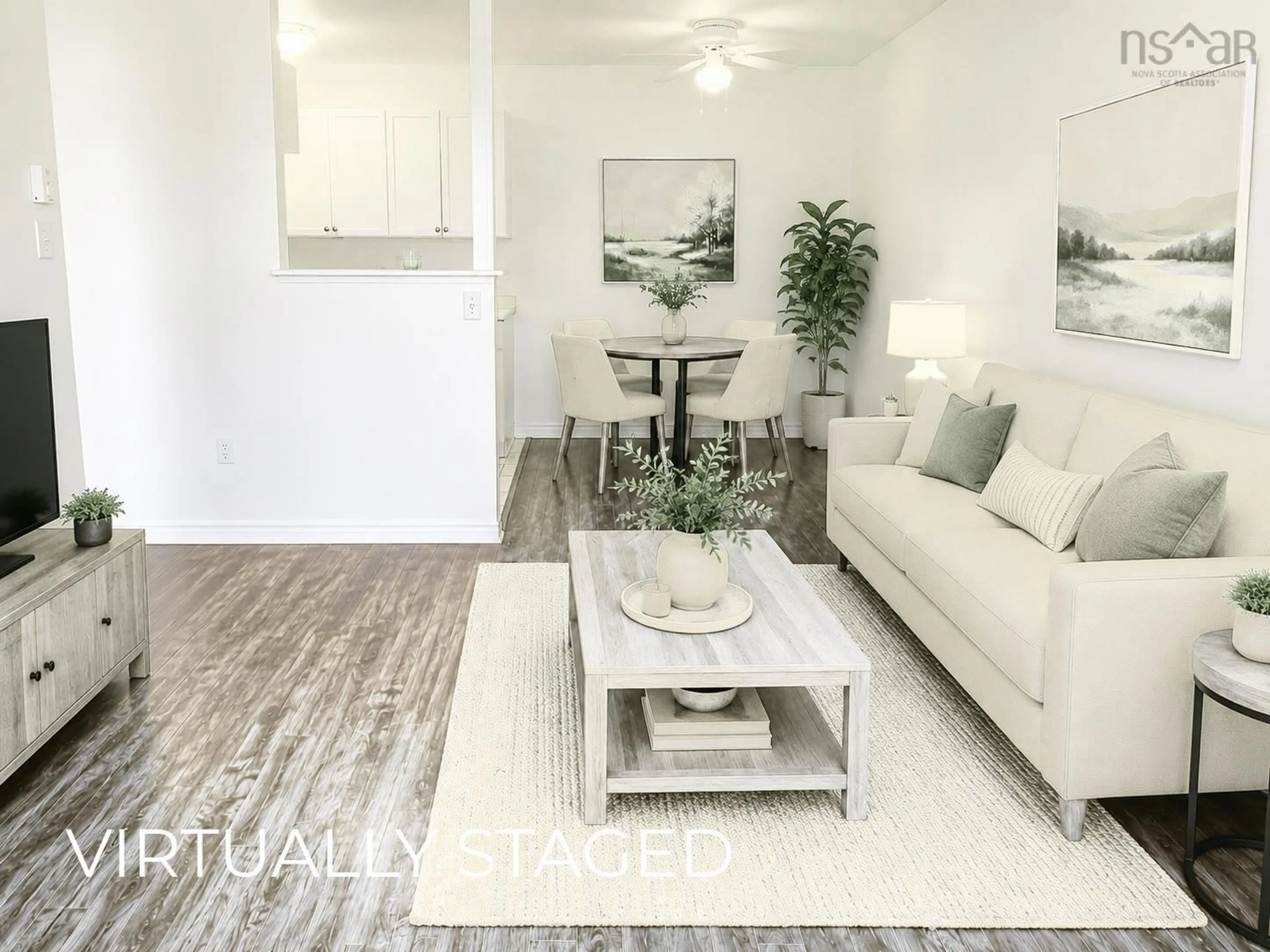 Living room with furniture, wood/laminate floor for 7 Jamieson St #109, Dartmouth Nova Scotia B3A 4L2