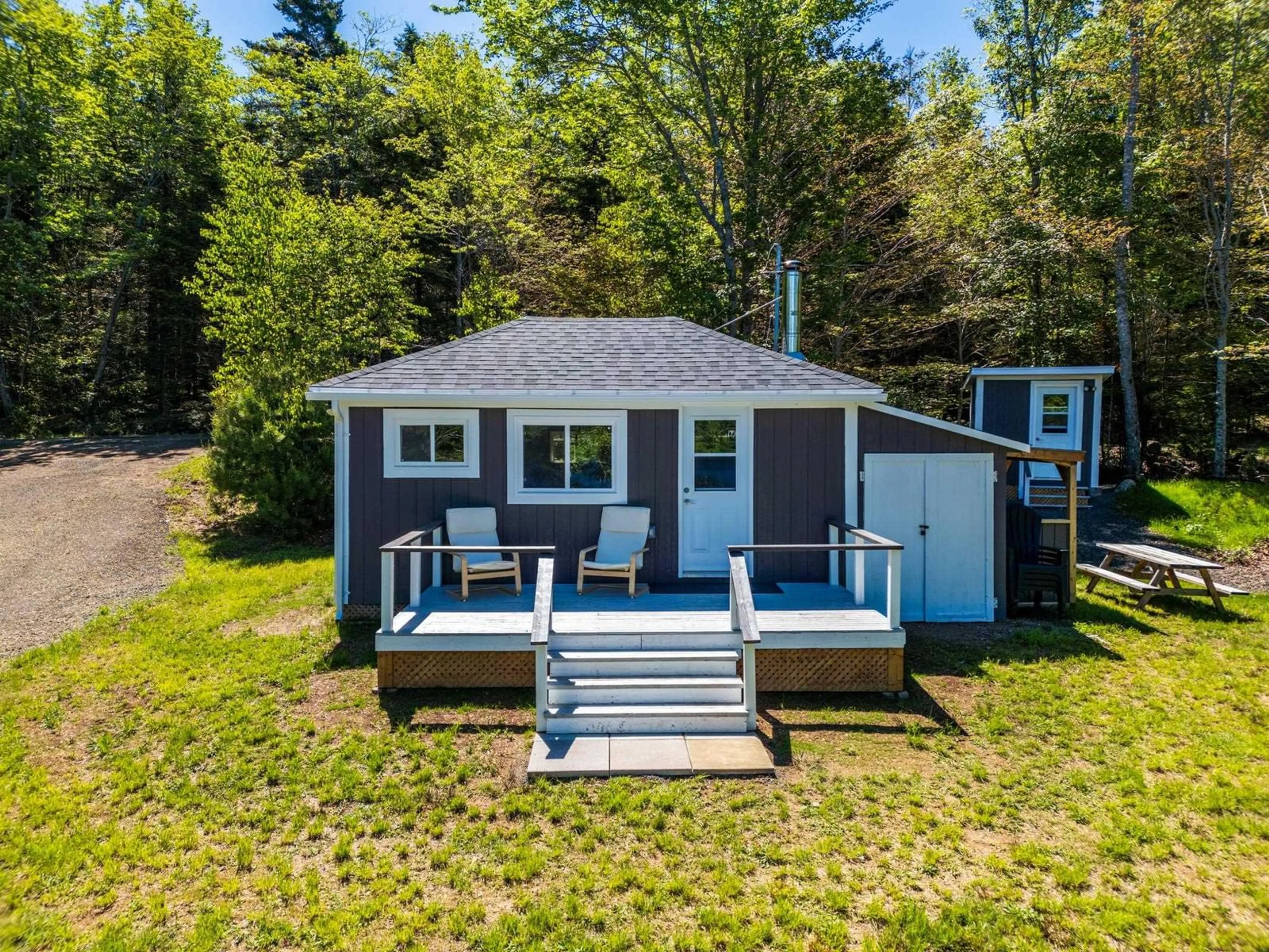 A pic from outside/outdoor area/front of a property/back of a property/a pic from drone, water/lake/river/ocean view for 54 Mallette Lake Road, South Range Nova Scotia B0W 1H0