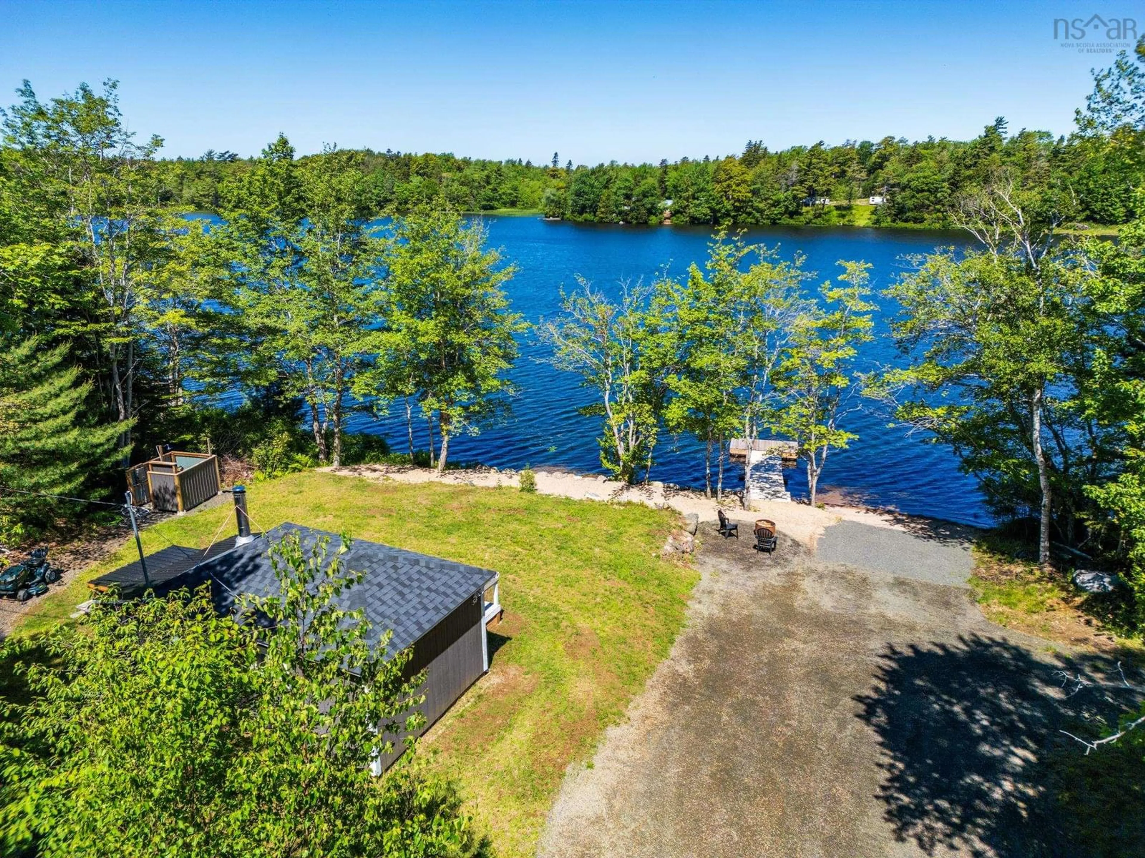 A pic from outside/outdoor area/front of a property/back of a property/a pic from drone, water/lake/river/ocean view for 54 Mallette Lake Road, South Range Nova Scotia B0W 1H0