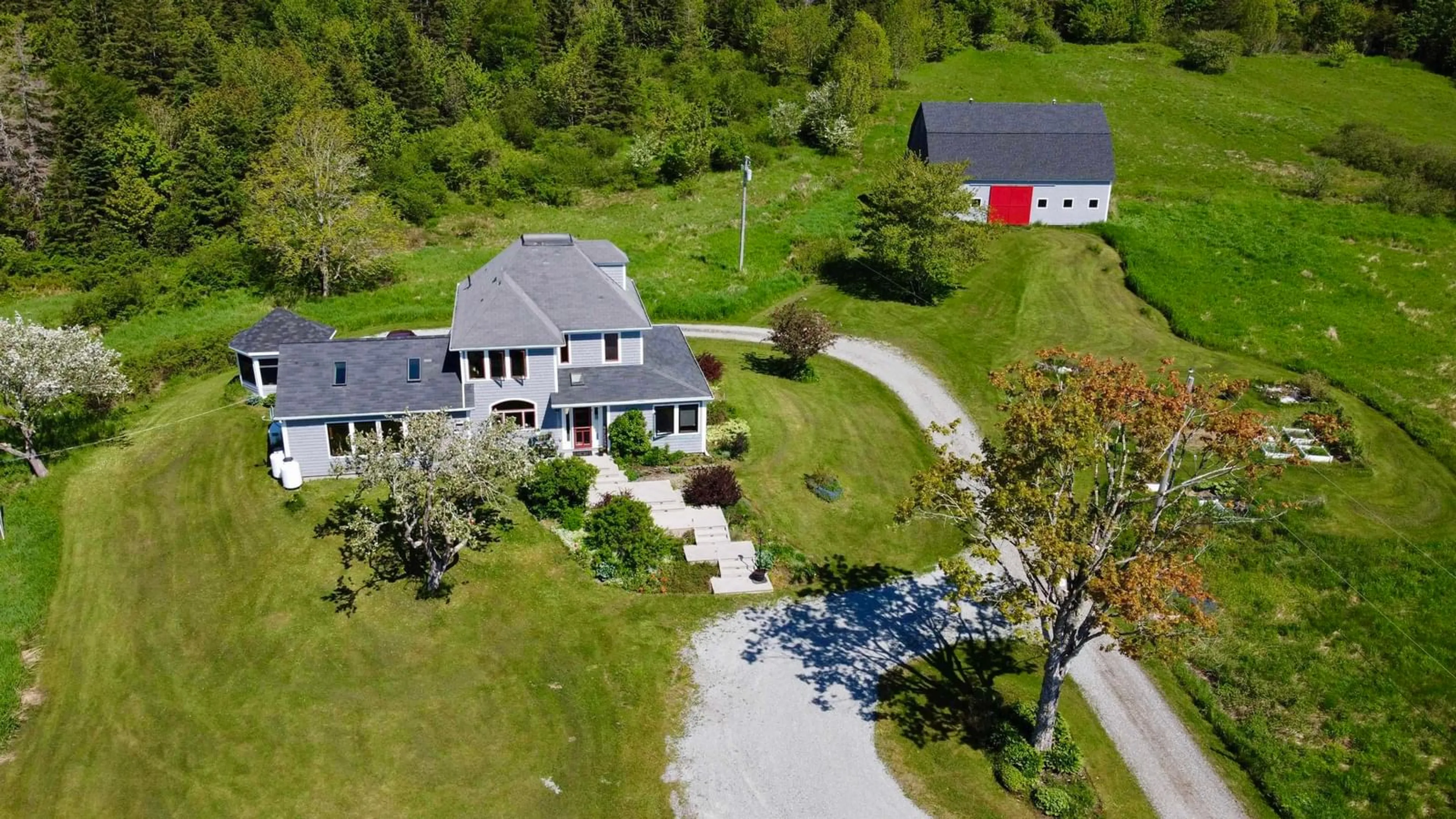 A pic from outside/outdoor area/front of a property/back of a property/a pic from drone, street for 450 Hillsdale Rd, Sandfield Nova Scotia B1K 1W7