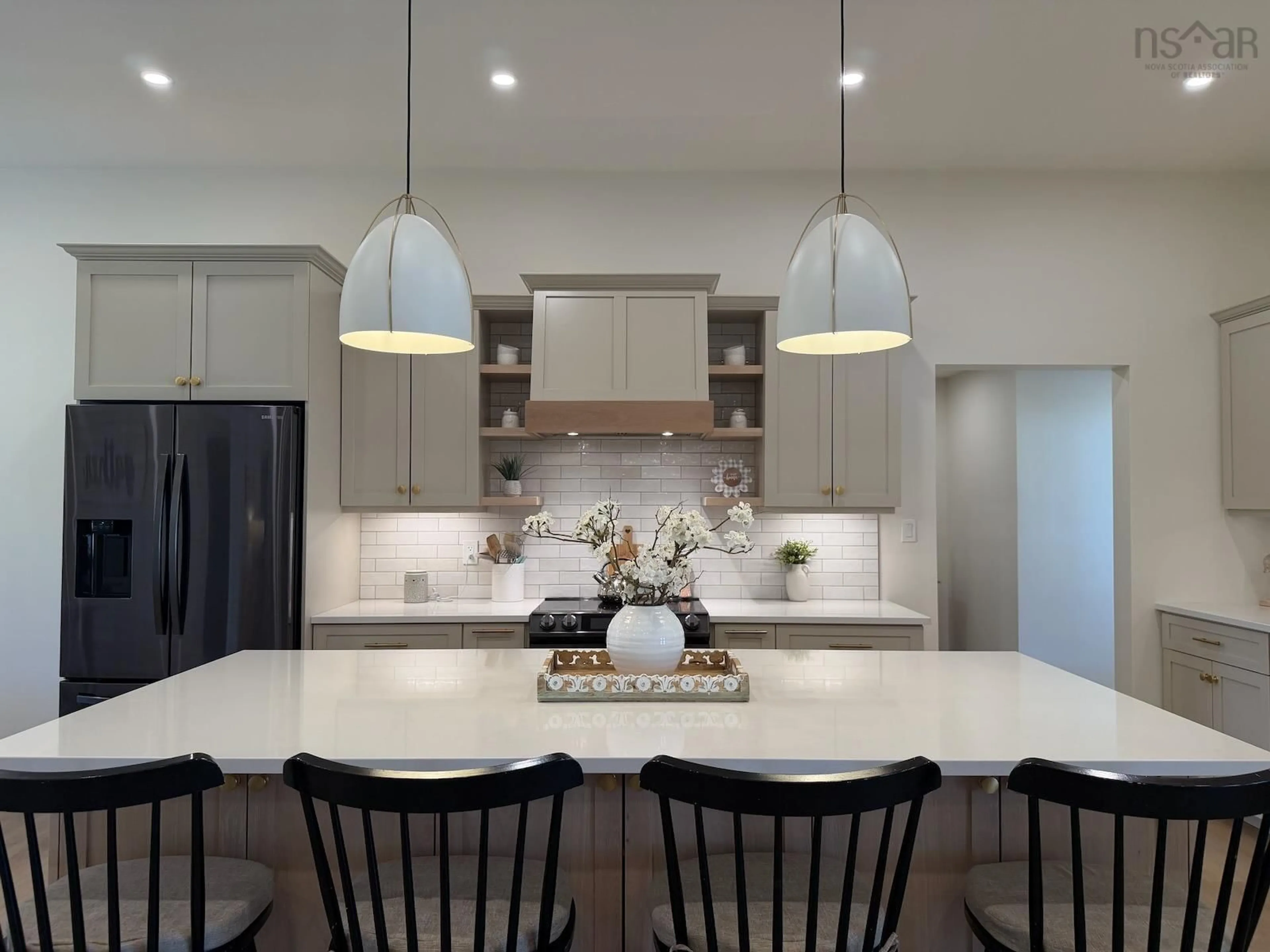 Contemporary kitchen, ceramic/tile floor for 217 Lake George Rd, South Ohio Nova Scotia B5A 5M9