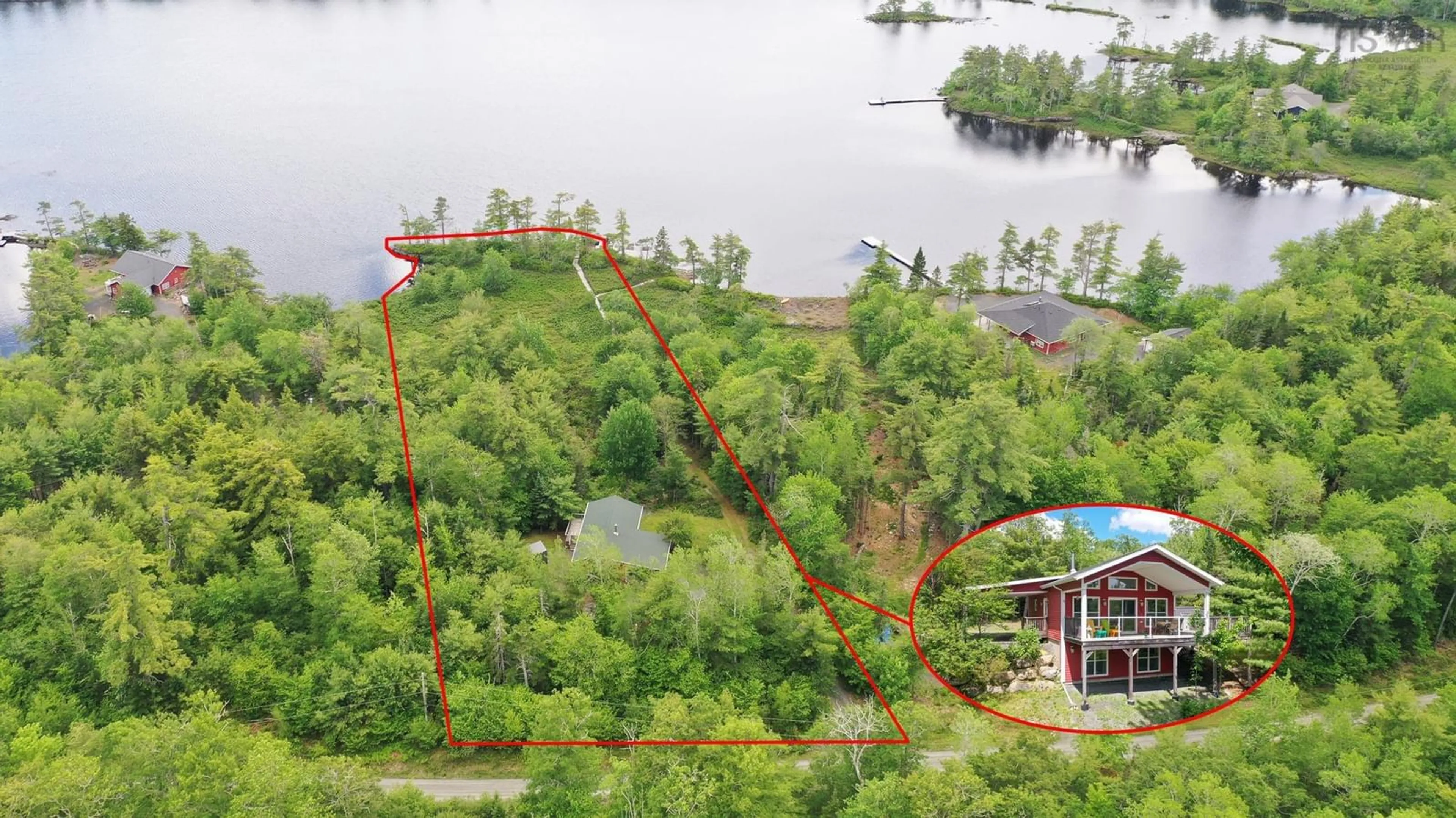 A pic from outside/outdoor area/front of a property/back of a property/a pic from drone, water/lake/river/ocean view for 106 Red Hill Rd, New Elm Nova Scotia B0T 1X0