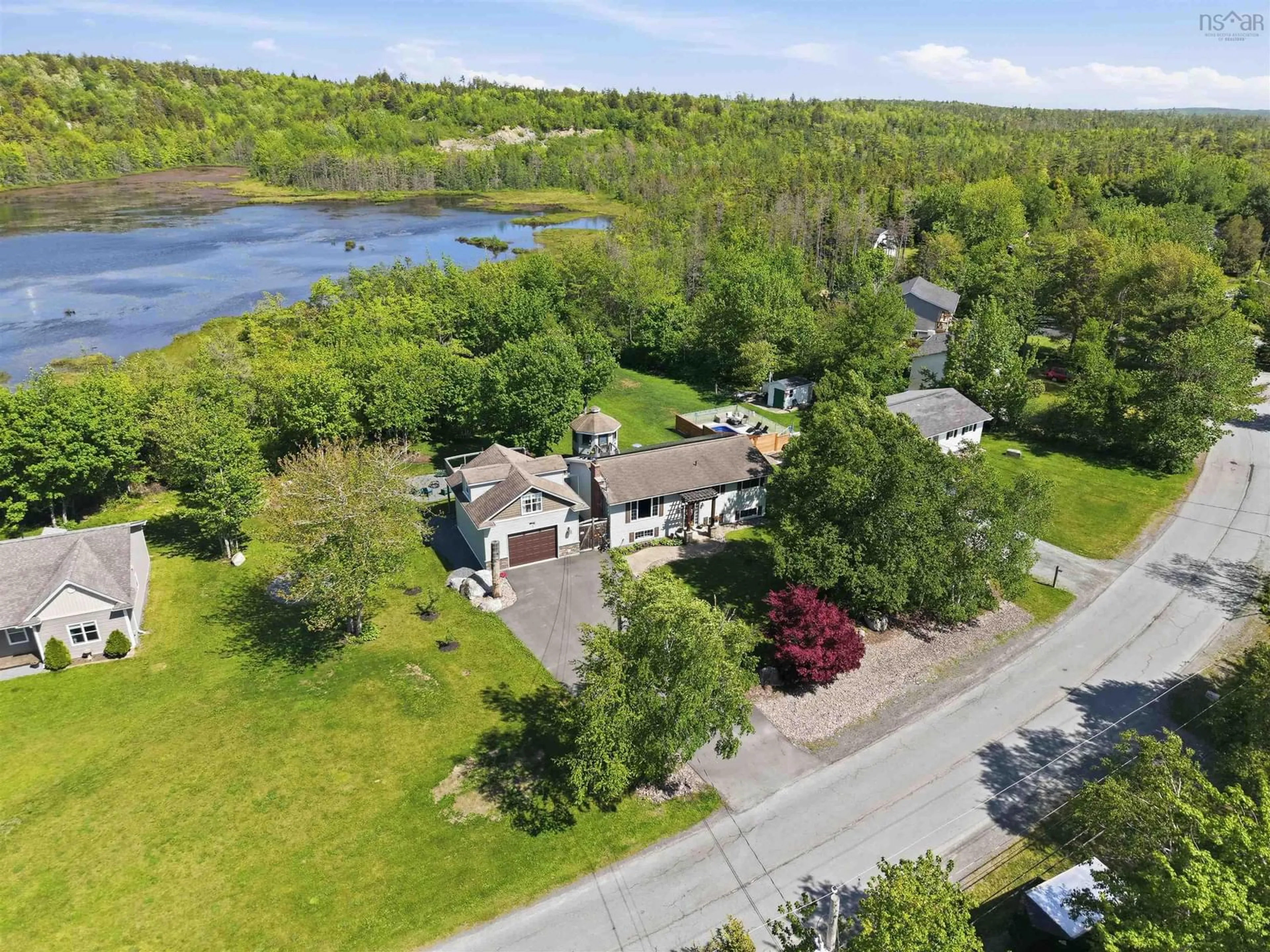 A pic from outside/outdoor area/front of a property/back of a property/a pic from drone, water/lake/river/ocean view for 234 Ponderosa Dr, Lake Echo Nova Scotia B3E 1E1
