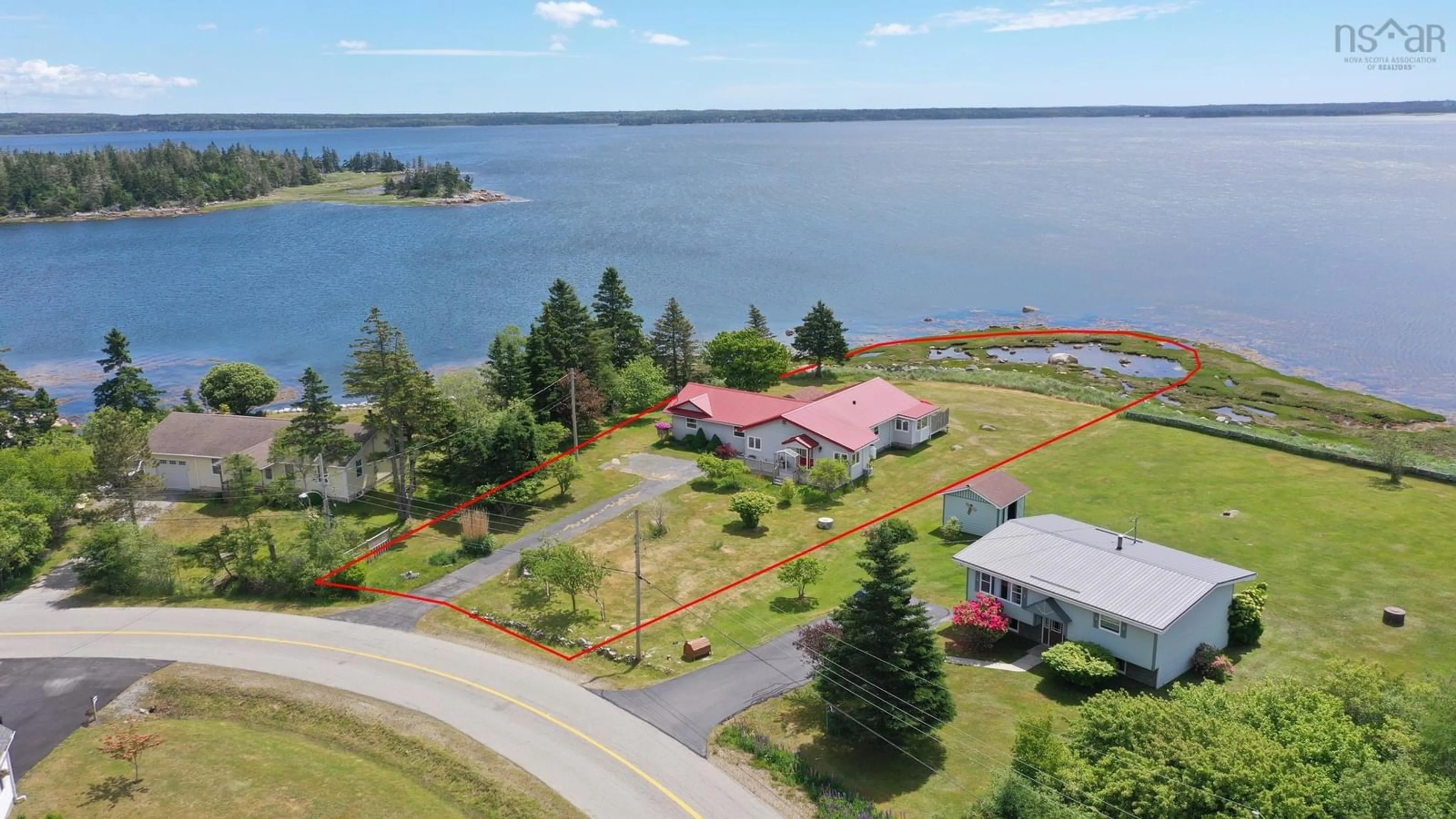 A pic from outside/outdoor area/front of a property/back of a property/a pic from drone, water/lake/river/ocean view for 119 Island View Dr, Brass Hill Nova Scotia B0W 1E0