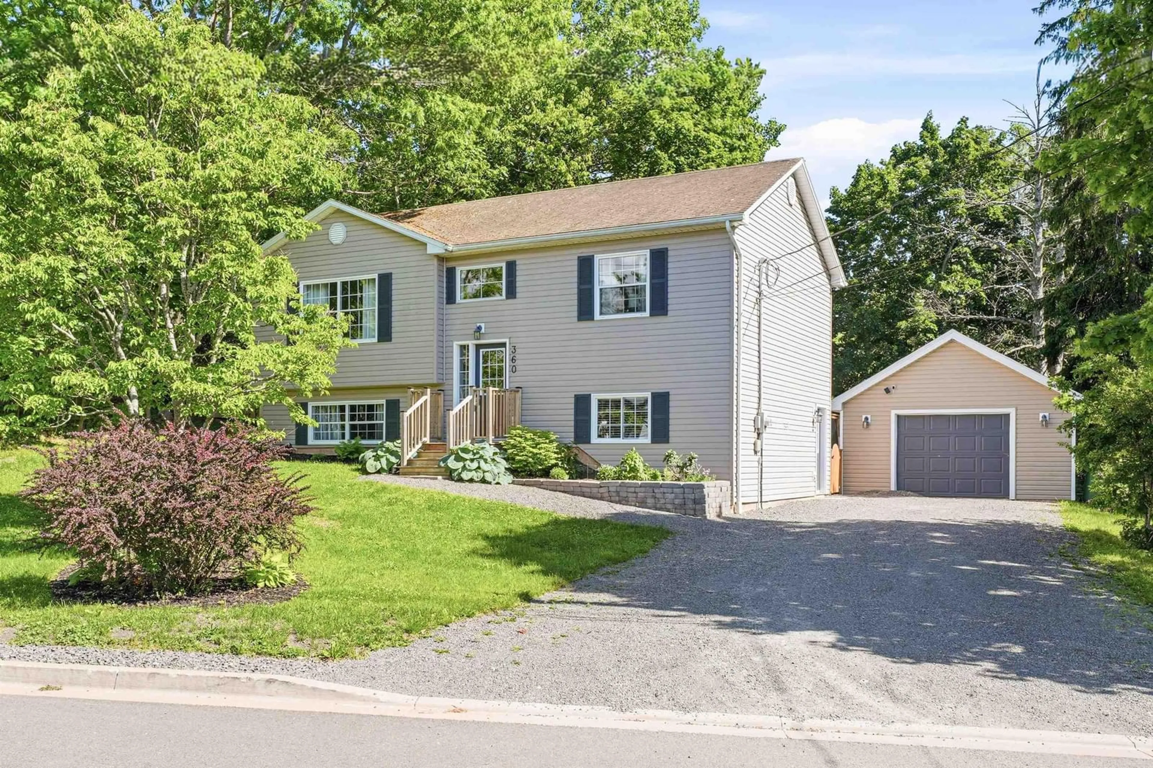 Home with vinyl exterior material, street for 360 Highland Ave, Windsor Nova Scotia B0N 2T0