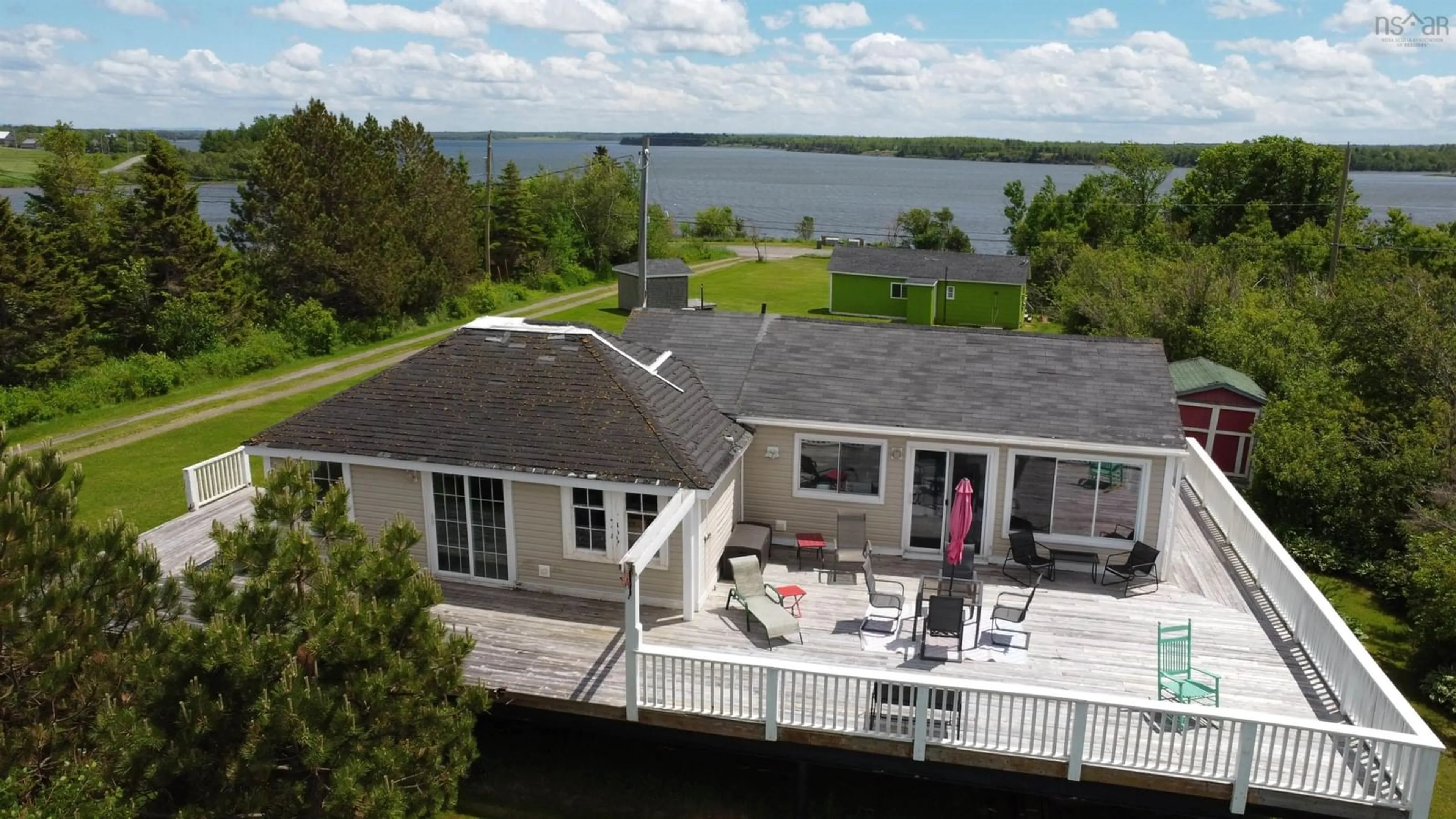 A pic from outside/outdoor area/front of a property/back of a property/a pic from drone, water/lake/river/ocean view for 15 Memory Lane, Caribou Island Nova Scotia B0K 1H0