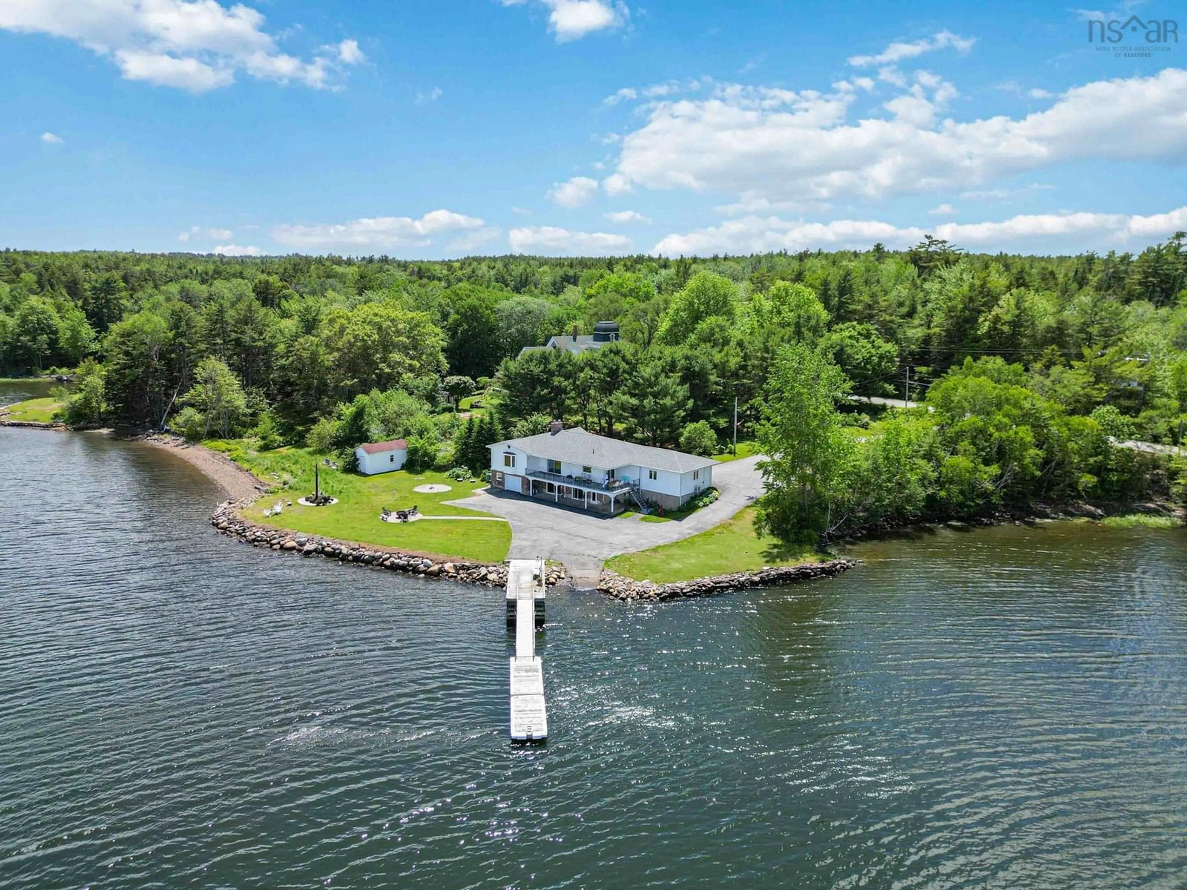A pic from outside/outdoor area/front of a property/back of a property/a pic from drone, water/lake/river/ocean view for 2383 Highway 331, West Lahave Nova Scotia B0R 1C0