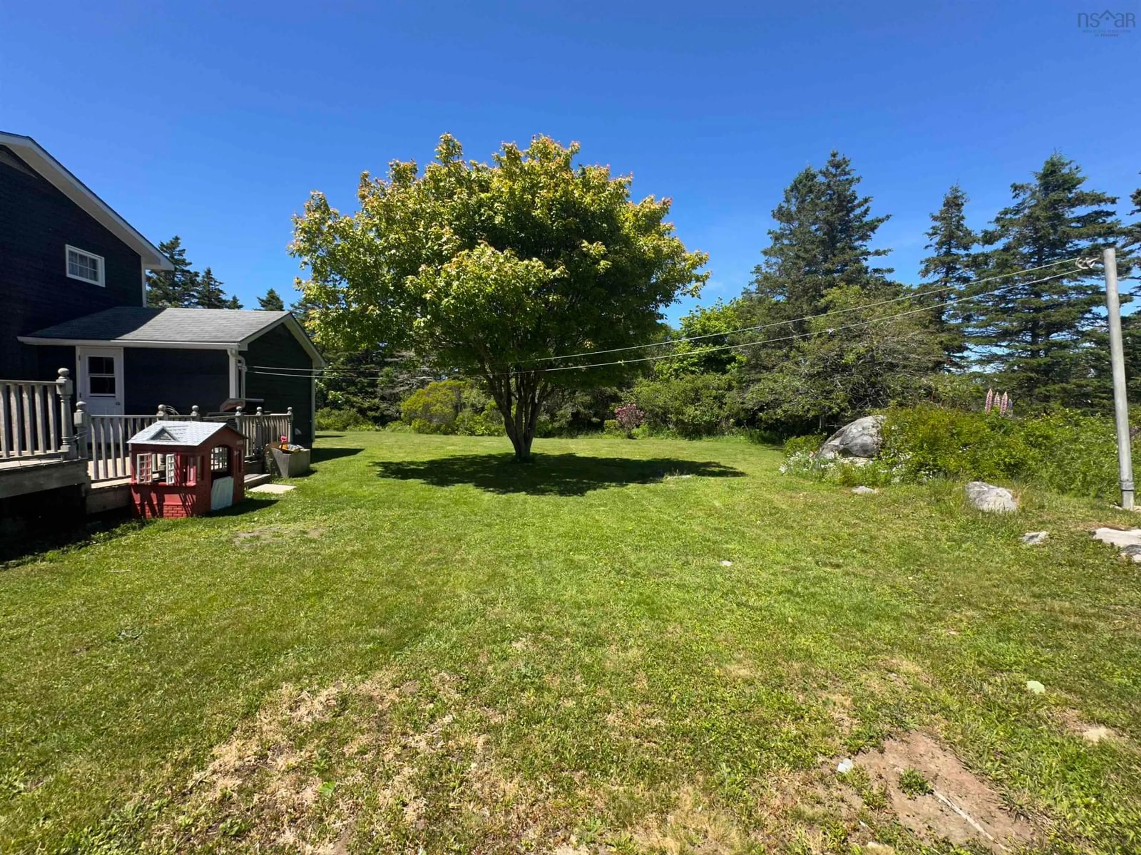 A pic from outside/outdoor area/front of a property/back of a property/a pic from drone, forest/trees view for 643 Stoney Island Rd, Clam Point Nova Scotia B0W 1N0