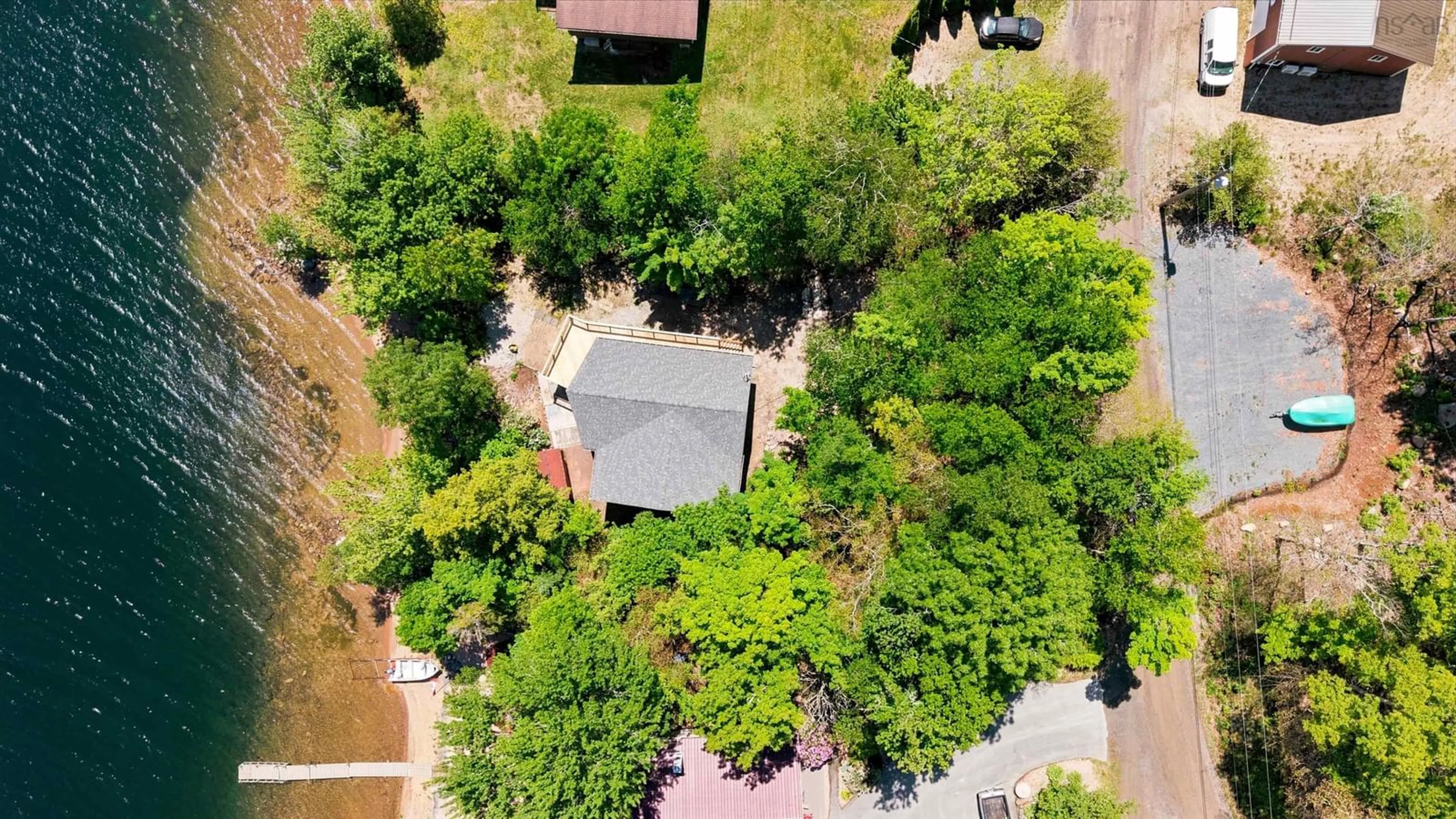 A pic from outside/outdoor area/front of a property/back of a property/a pic from drone, forest/trees view for 372 Aulenback Point Rd, Sweetland Nova Scotia B0J 1E0