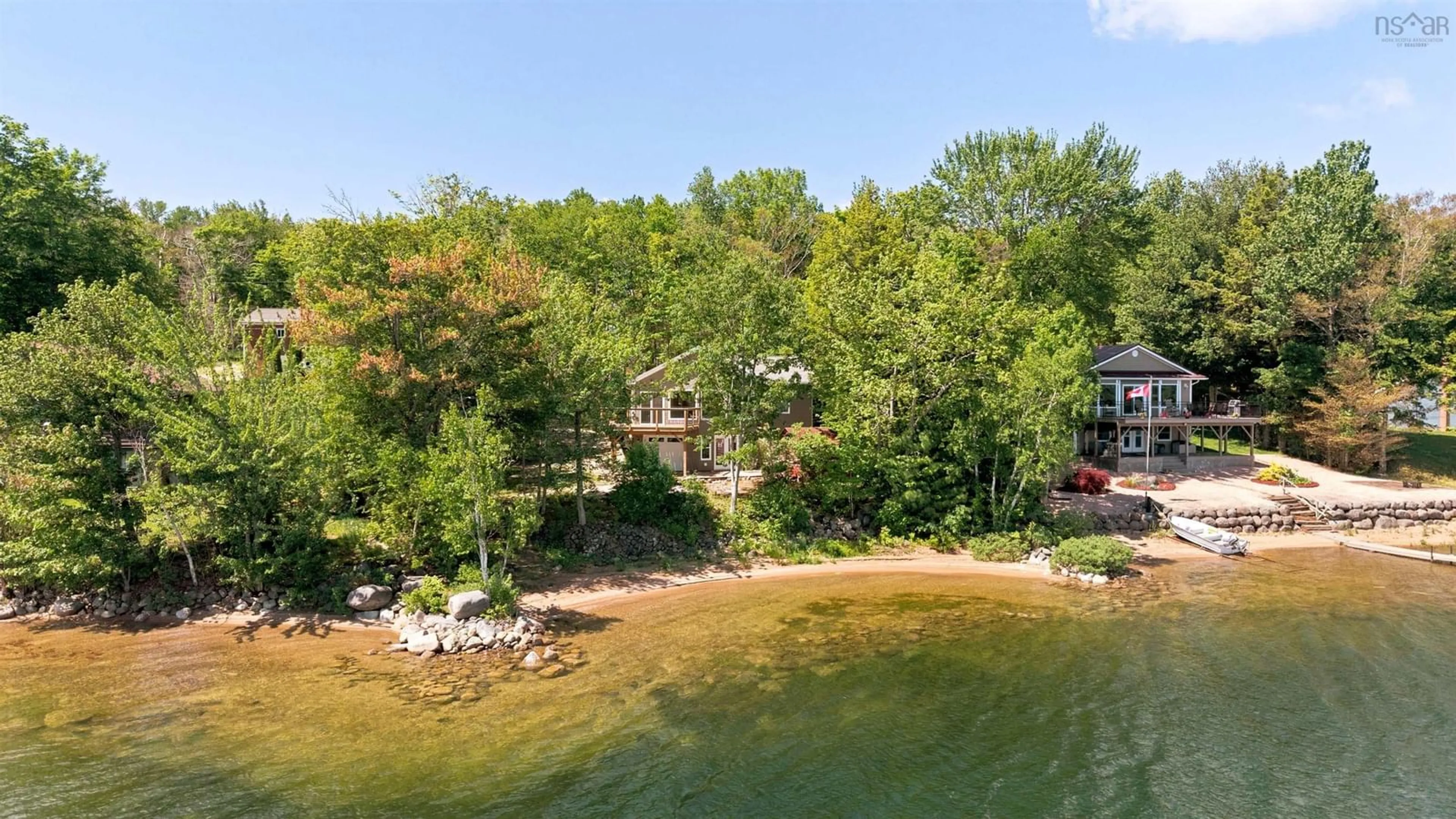 A pic from outside/outdoor area/front of a property/back of a property/a pic from drone, water/lake/river/ocean view for 372 Aulenback Point Rd, Sweetland Nova Scotia B0J 1E0