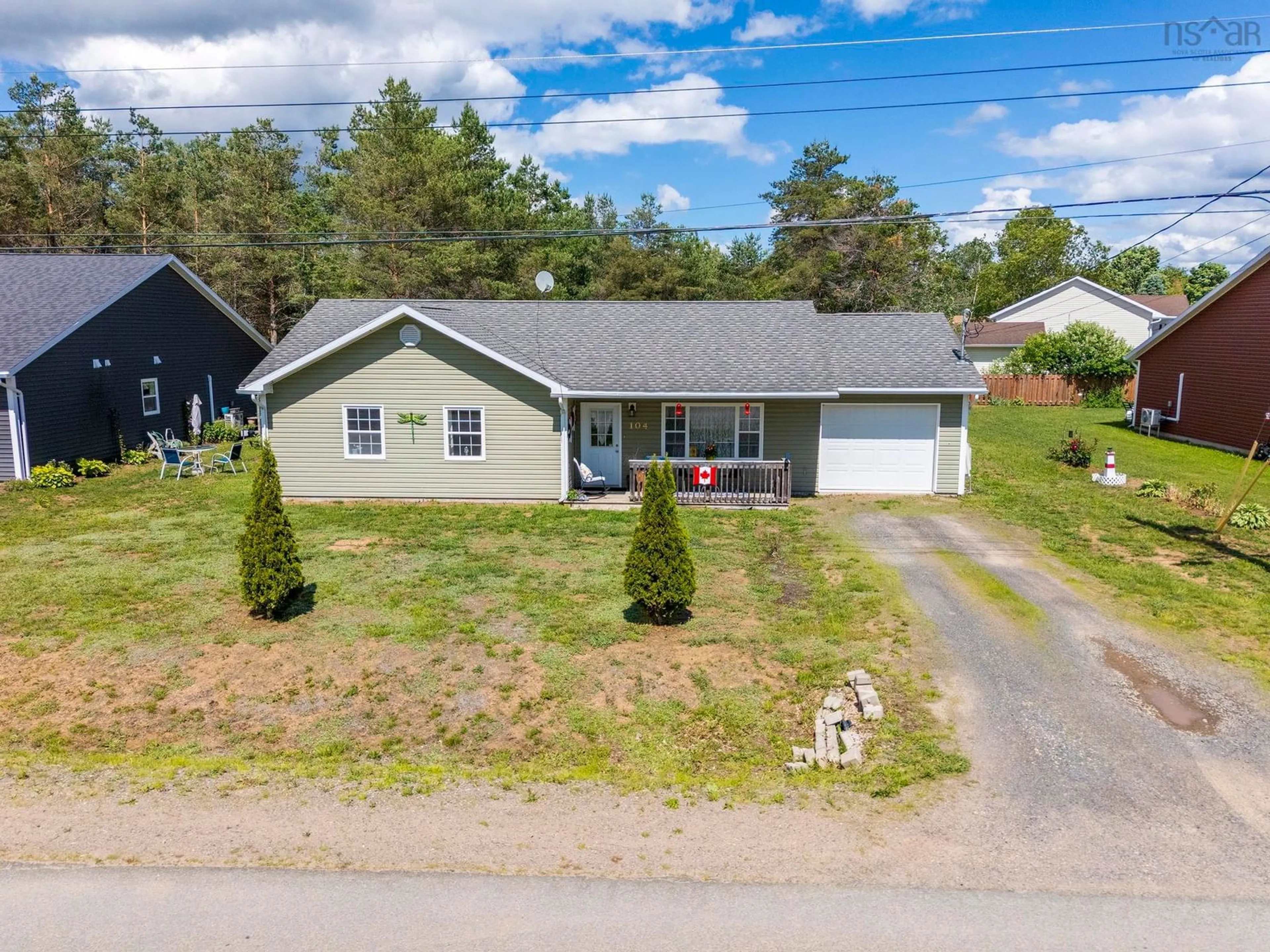 A pic from outside/outdoor area/front of a property/back of a property/a pic from drone, street for 104 Fairview Dr, Nictaux Nova Scotia B0P 1P0
