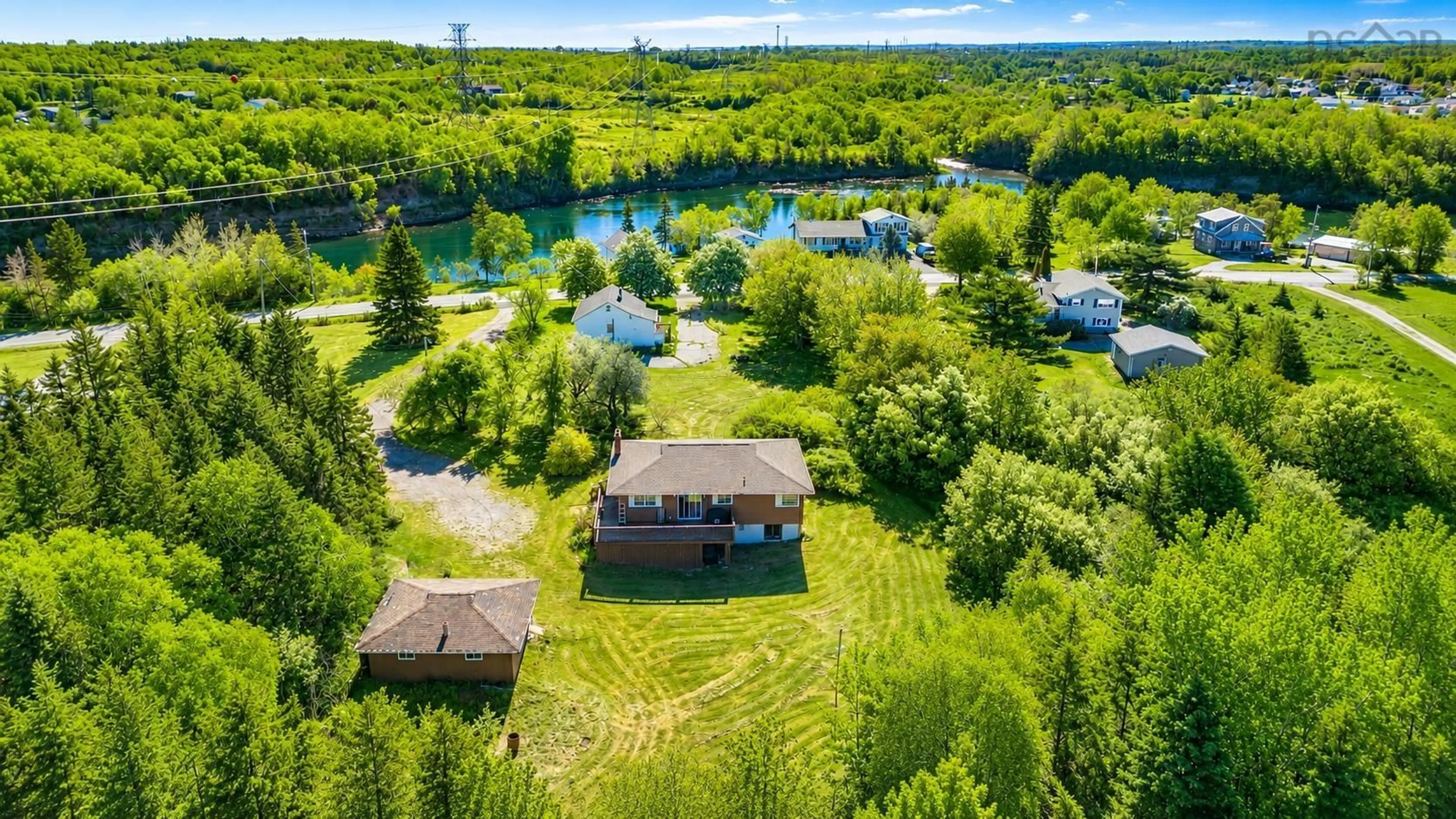 A pic from outside/outdoor area/front of a property/back of a property/a pic from drone, water/lake/river/ocean view for 49 Point Aconi Rd, Point Aconi Nova Scotia B1Y 3B2