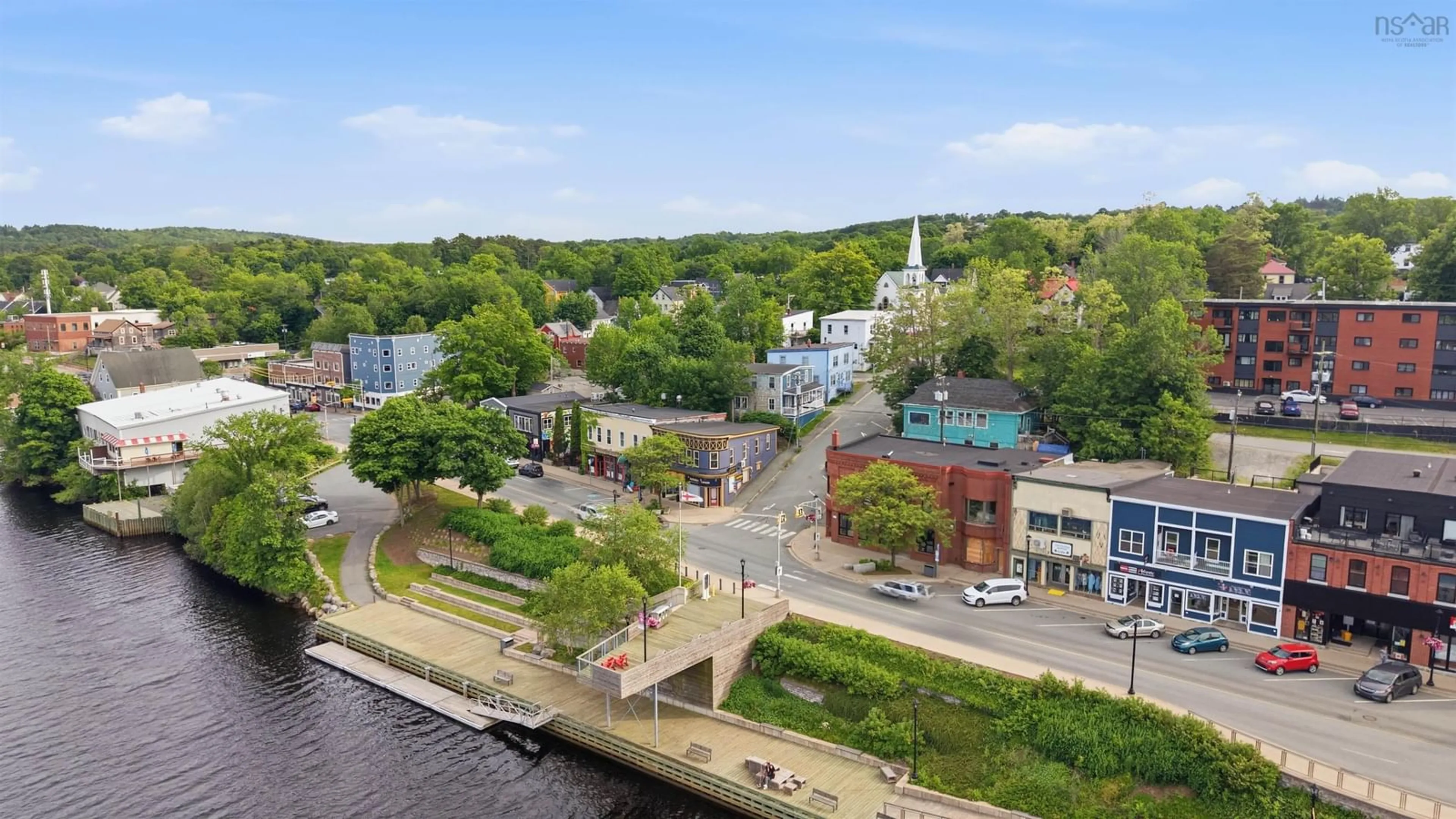 A pic from outside/outdoor area/front of a property/back of a property/a pic from drone, water/lake/river/ocean view for 481 & 483 King St, Bridgewater Nova Scotia B4V 1B2