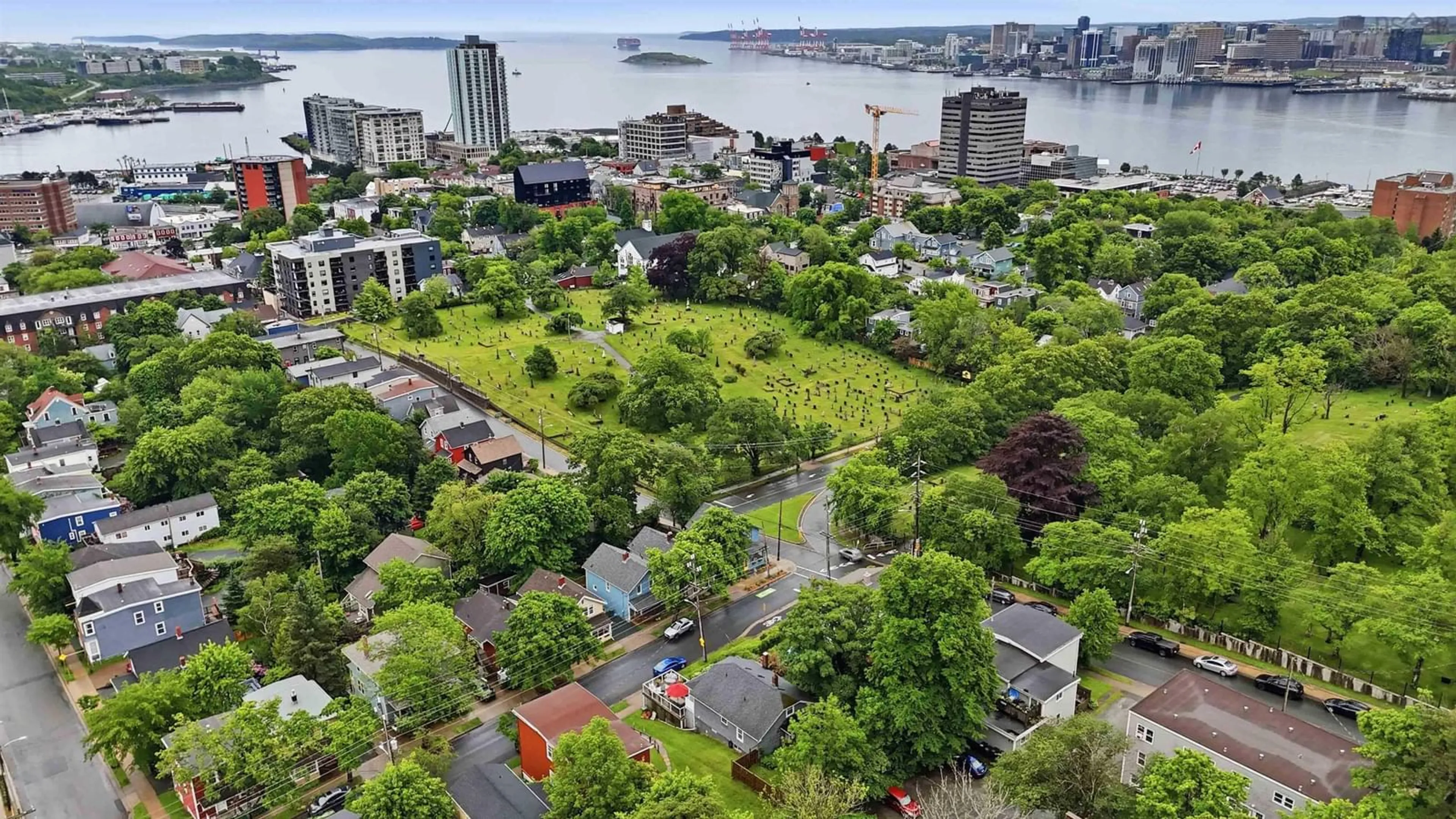 A pic from outside/outdoor area/front of a property/back of a property/a pic from drone, city buildings view from balcony for 5 Dahlia St, Dartmouth Nova Scotia B3A 2R6
