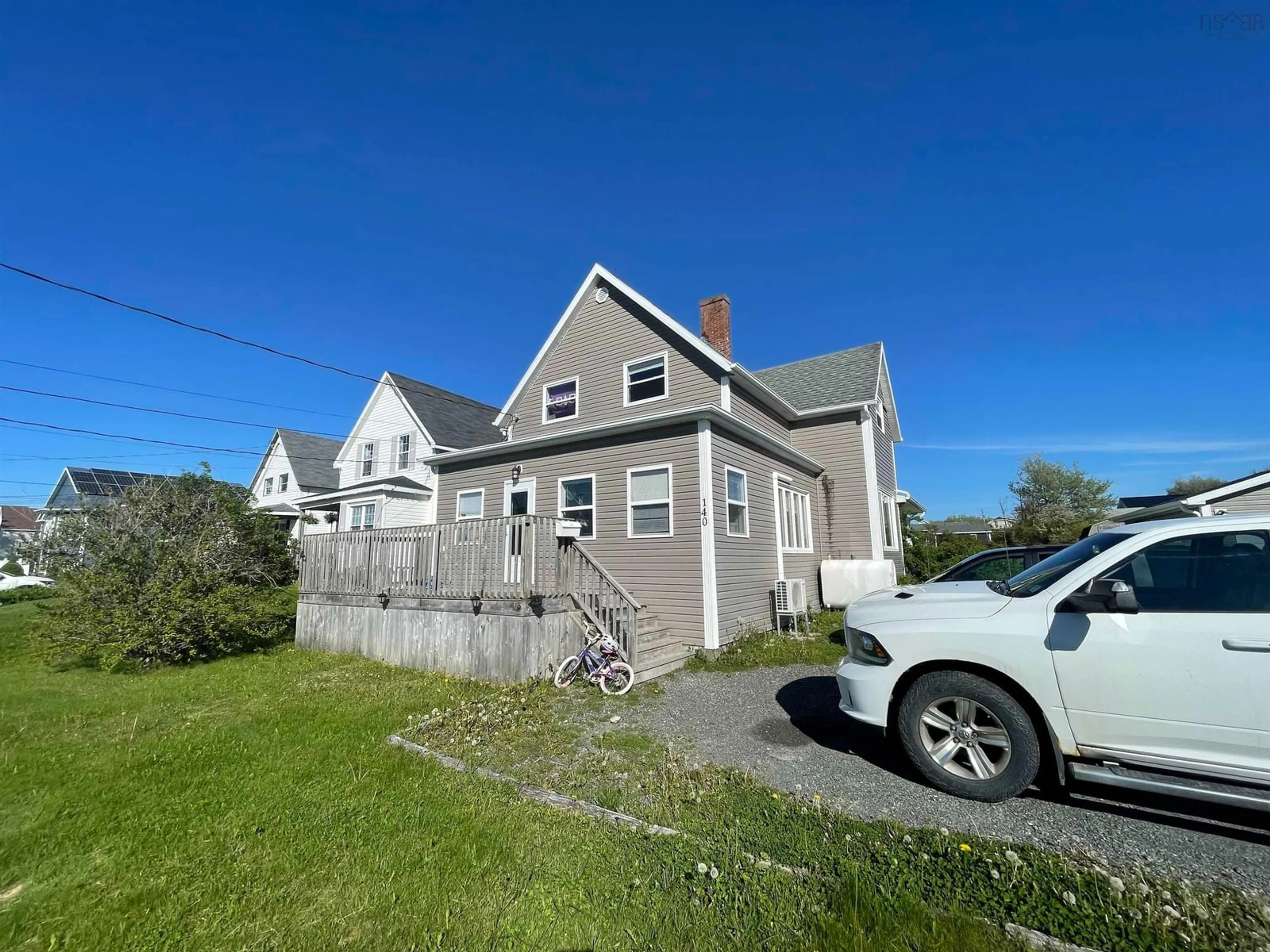 A pic from outside/outdoor area/front of a property/back of a property/a pic from drone, street for 140 Blackett St, Glace Bay Nova Scotia B1A 1E5