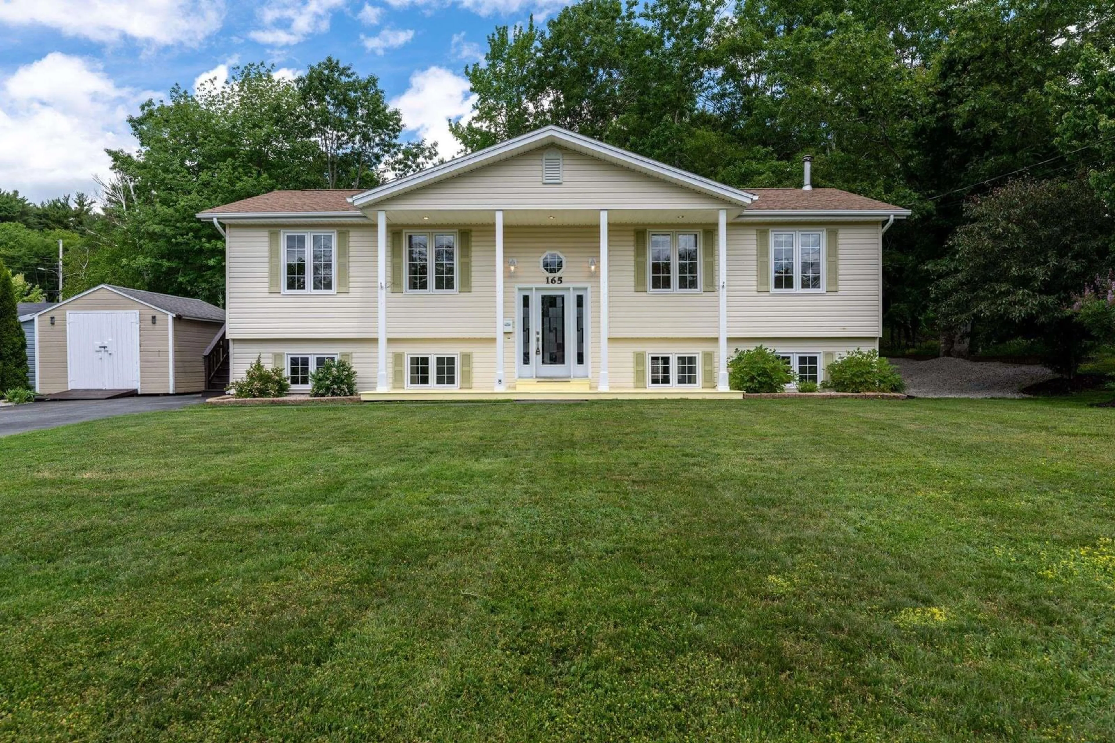 Home with vinyl exterior material, street for 165 Mayfair Dr, Bridgewater Nova Scotia B4V 8W2