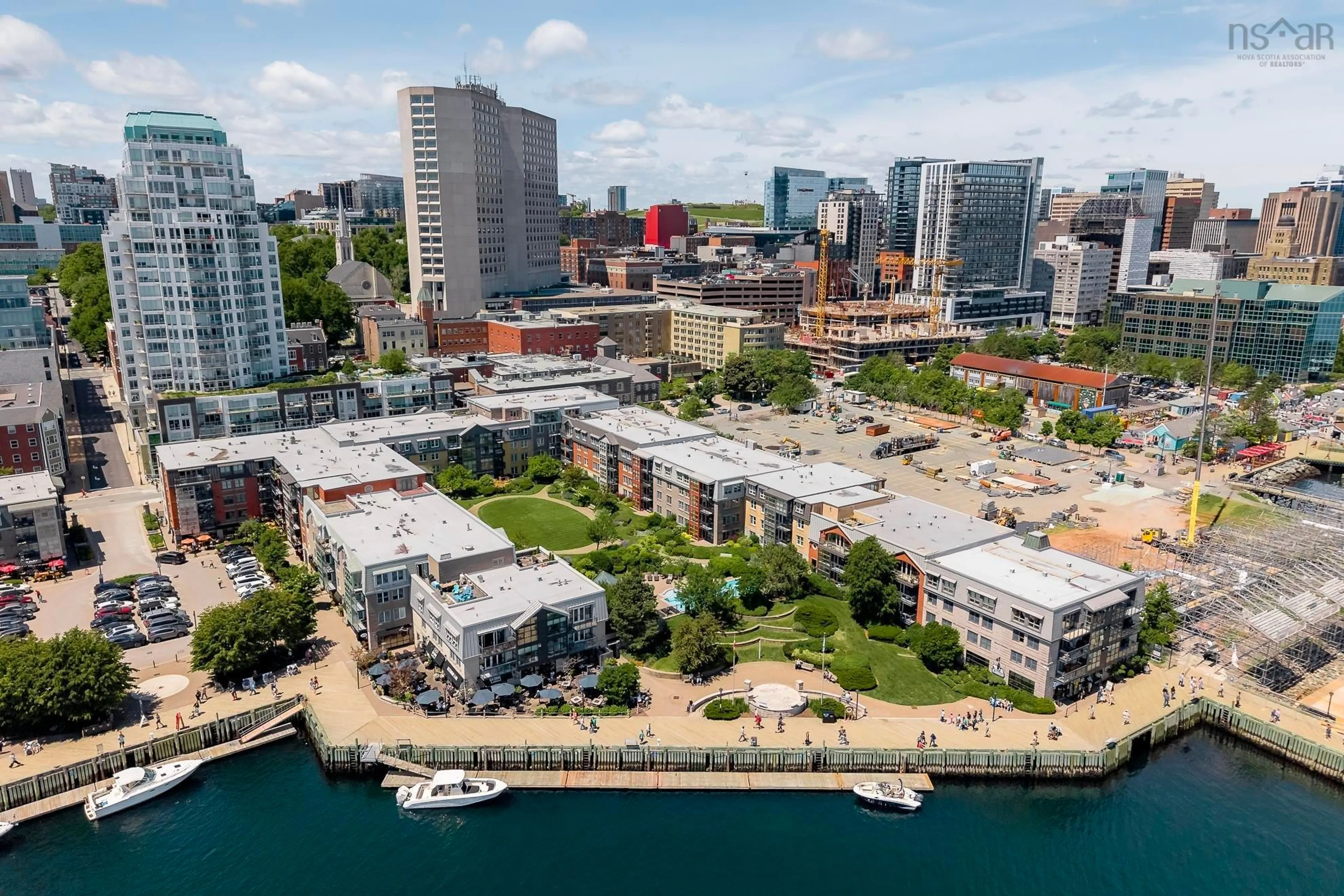 A pic from outside/outdoor area/front of a property/back of a property/a pic from drone, city buildings view from balcony for 1477 Lower Water St #228, Halifax Nova Scotia B3J 3Z4
