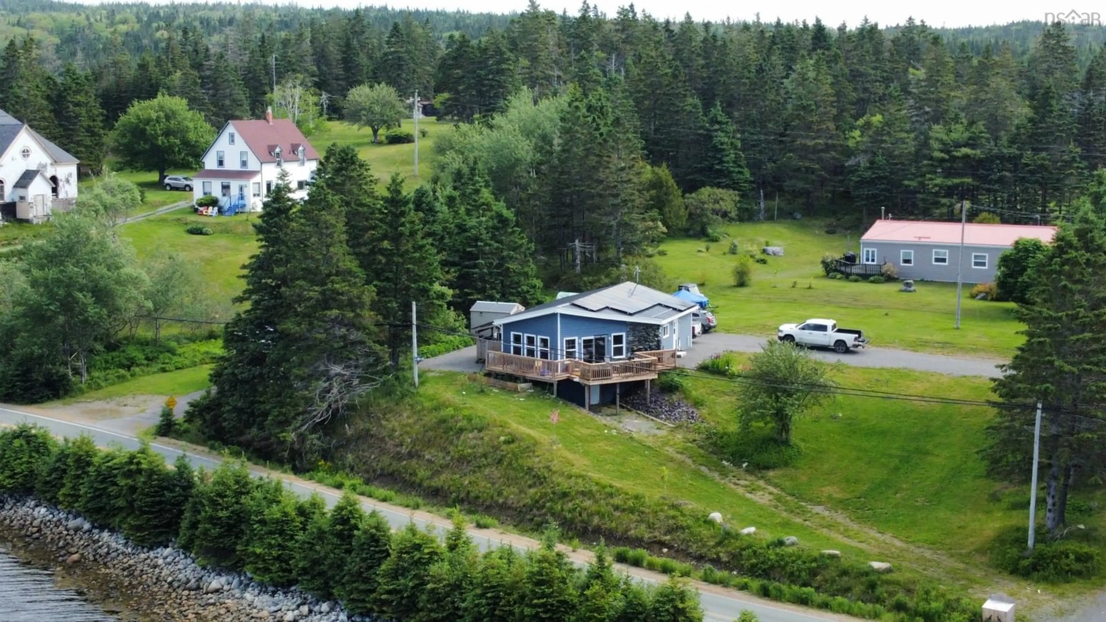 A pic from outside/outdoor area/front of a property/back of a property/a pic from drone, water/lake/river/ocean view for 1 Dick Giffins Hill, Goldboro Nova Scotia B0H 1L0