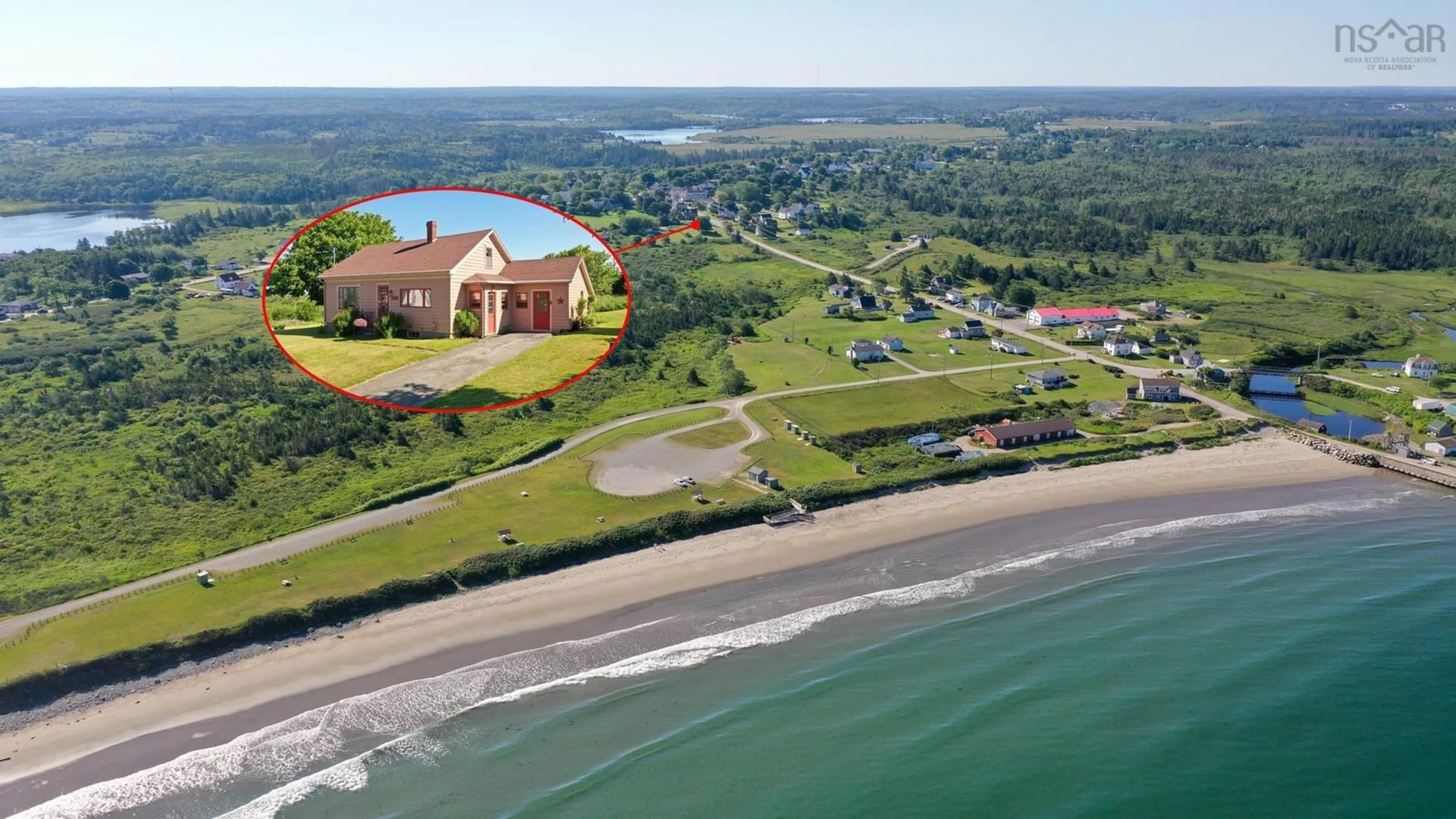 A pic from outside/outdoor area/front of a property/back of a property/a pic from drone, water/lake/river/ocean view for 3389 Main Shore Rd, Port Maitland Nova Scotia B5A 5V6